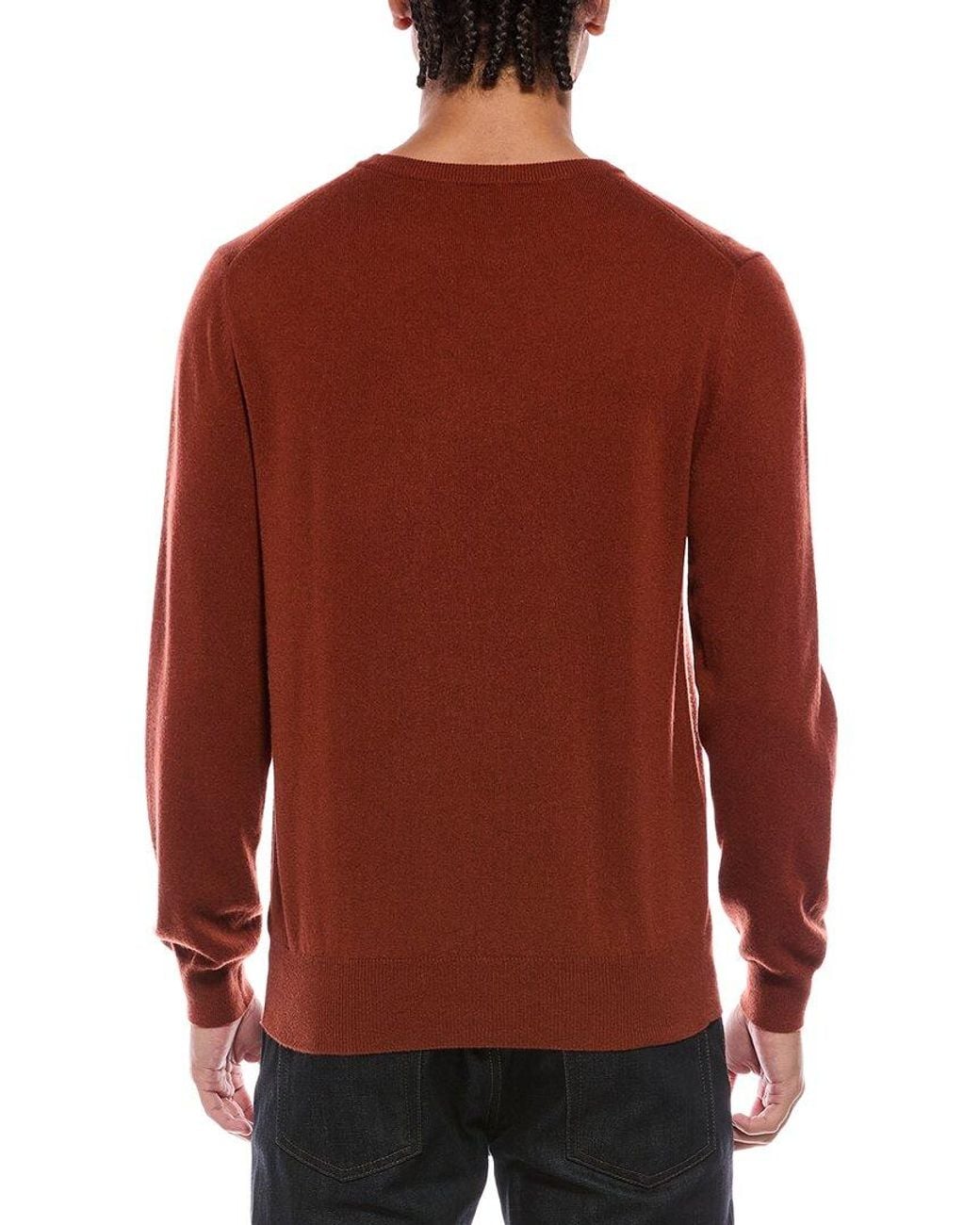 N.Peal Cashmere Red Oxford 100% Cashmere Crewneck Sweater for men