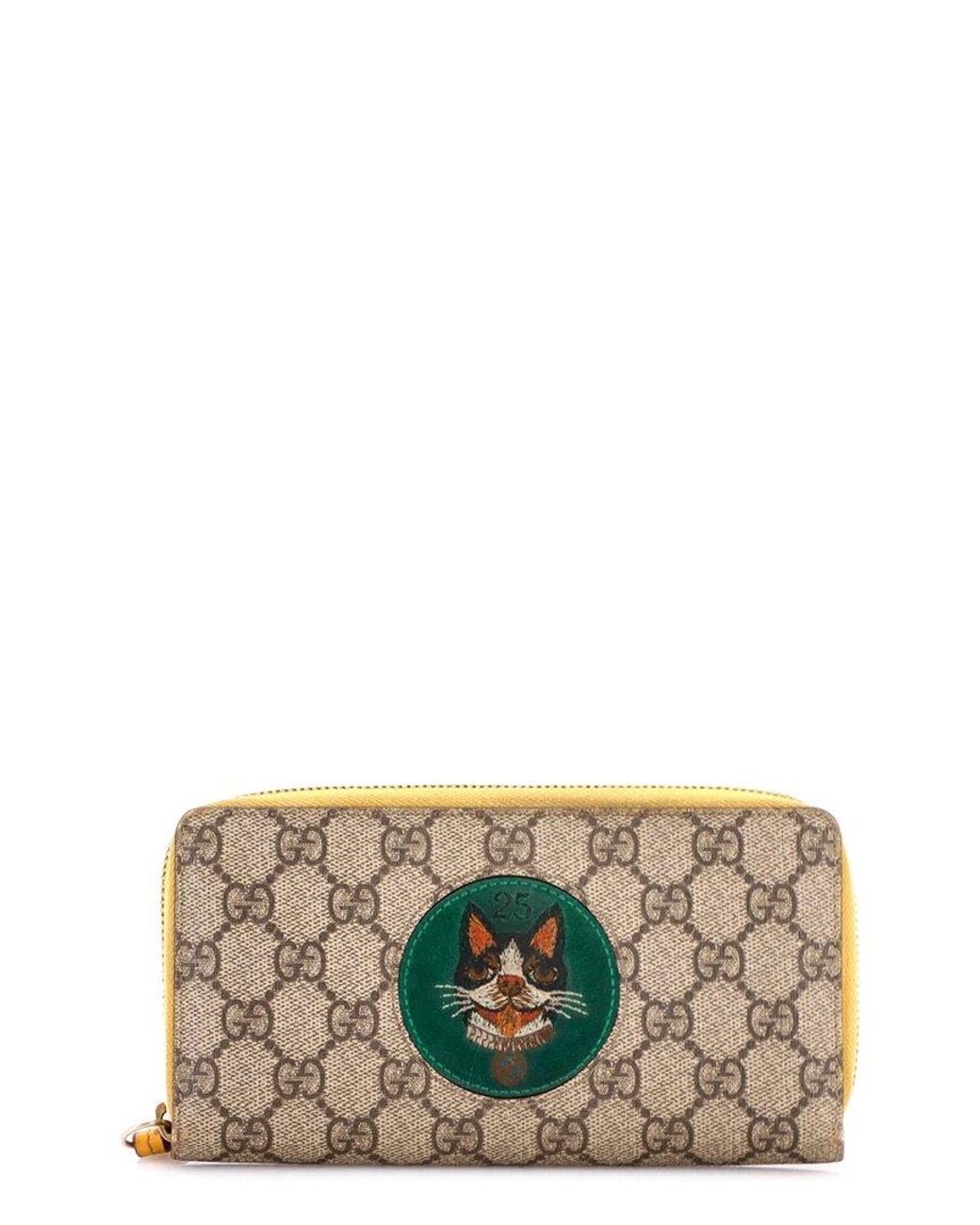 Gucci Multicolor Gg Coated Canvas Zip Around Wallet With Applique (Authentic Pre- Loved)