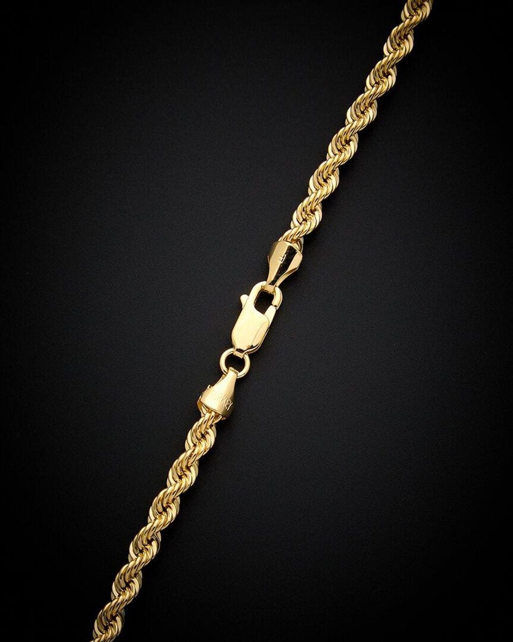 Italian Gold Black 14k Hollow Rope Necklace