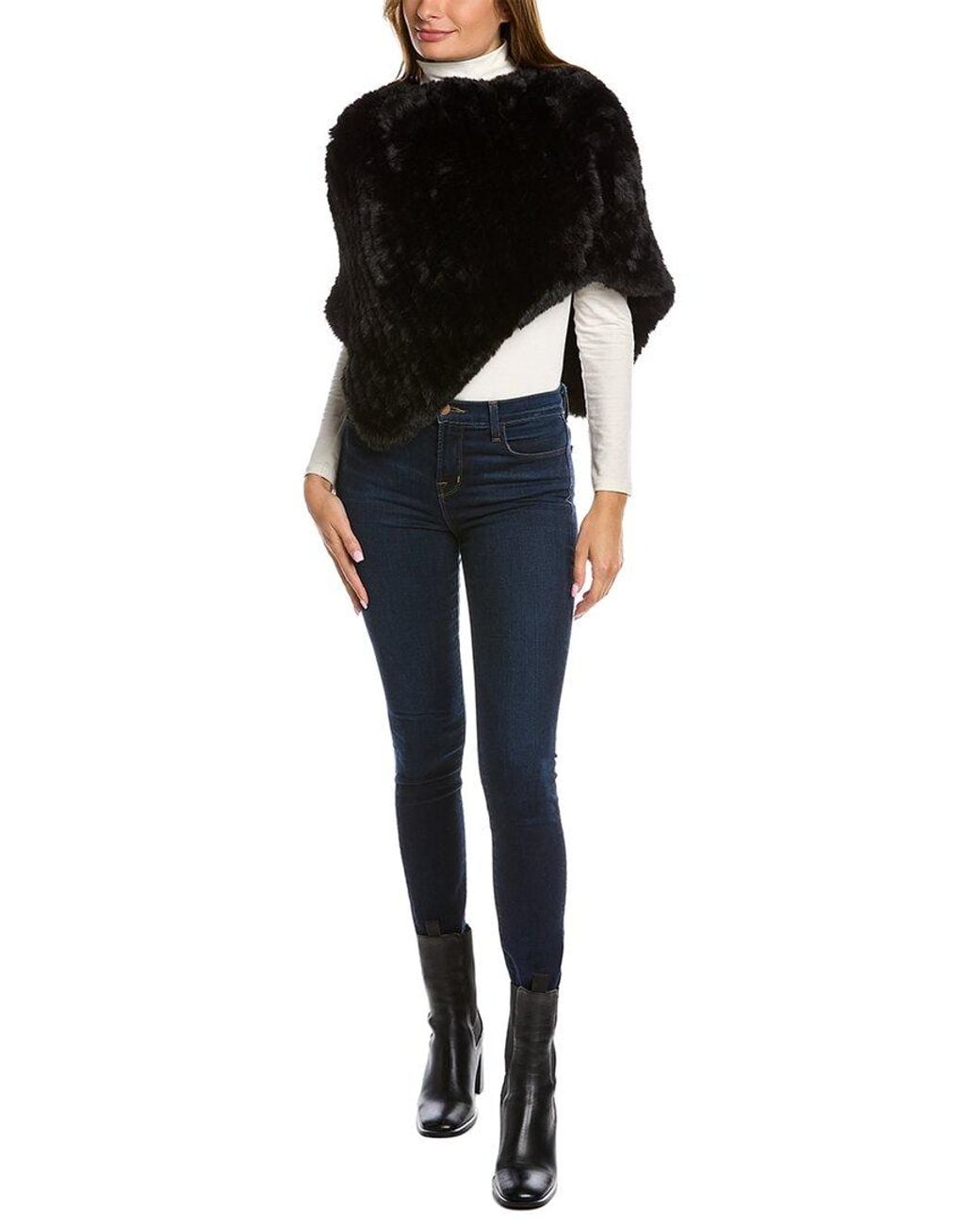 Surell Black Knit Poncho