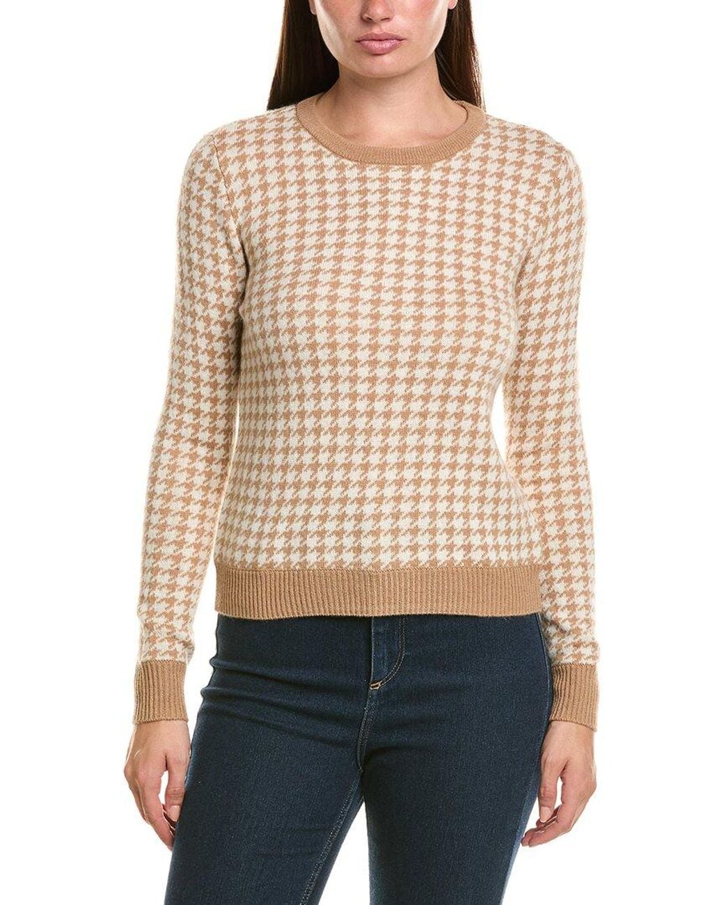 Bruno Magli Multicolor Houndstooth Crewneck Wool & Cashmere-Blend Sweater
