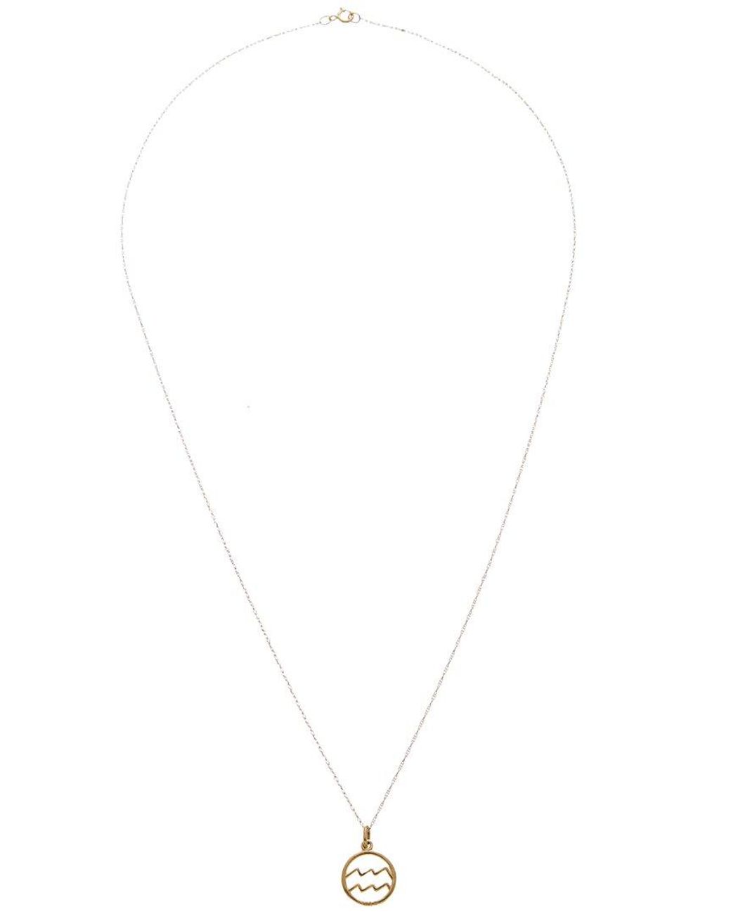 Italian Gold Metallic 10K Aquarius Zodiac Pendant Necklace