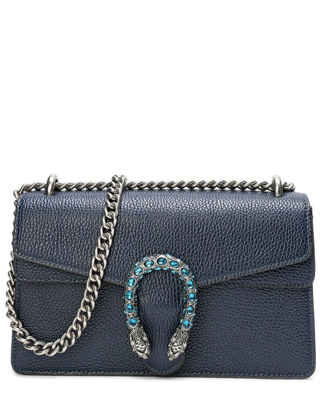 Tiffany & Fred Paris Blue Crystal Dragon Leather Crossbody