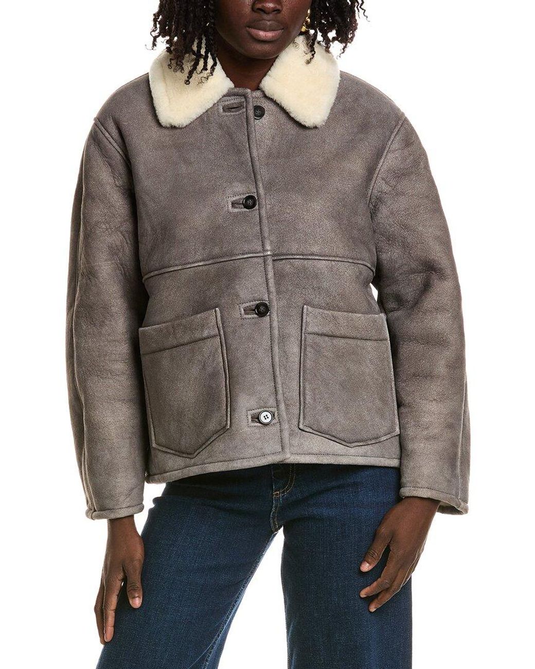 Officine Generale Gray Laurence Suede & Shearling Jacket