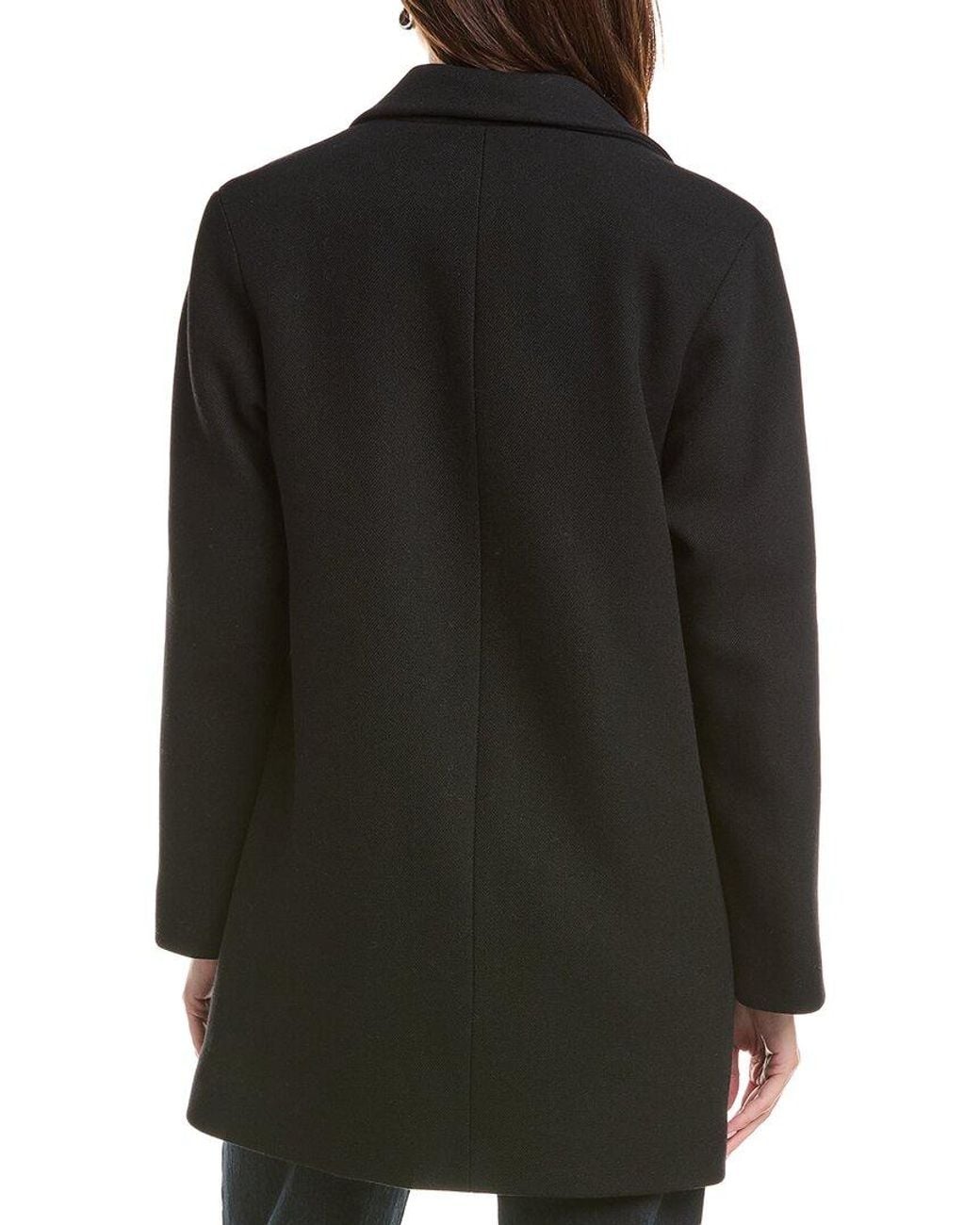 Fleurette Black Double Breasted Wool Coat