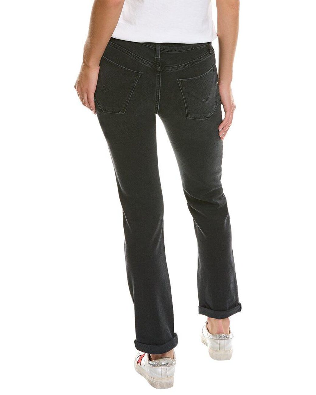 Hudson Black Nico Mid-Rise Ash Destruct Straight Ankle Jean