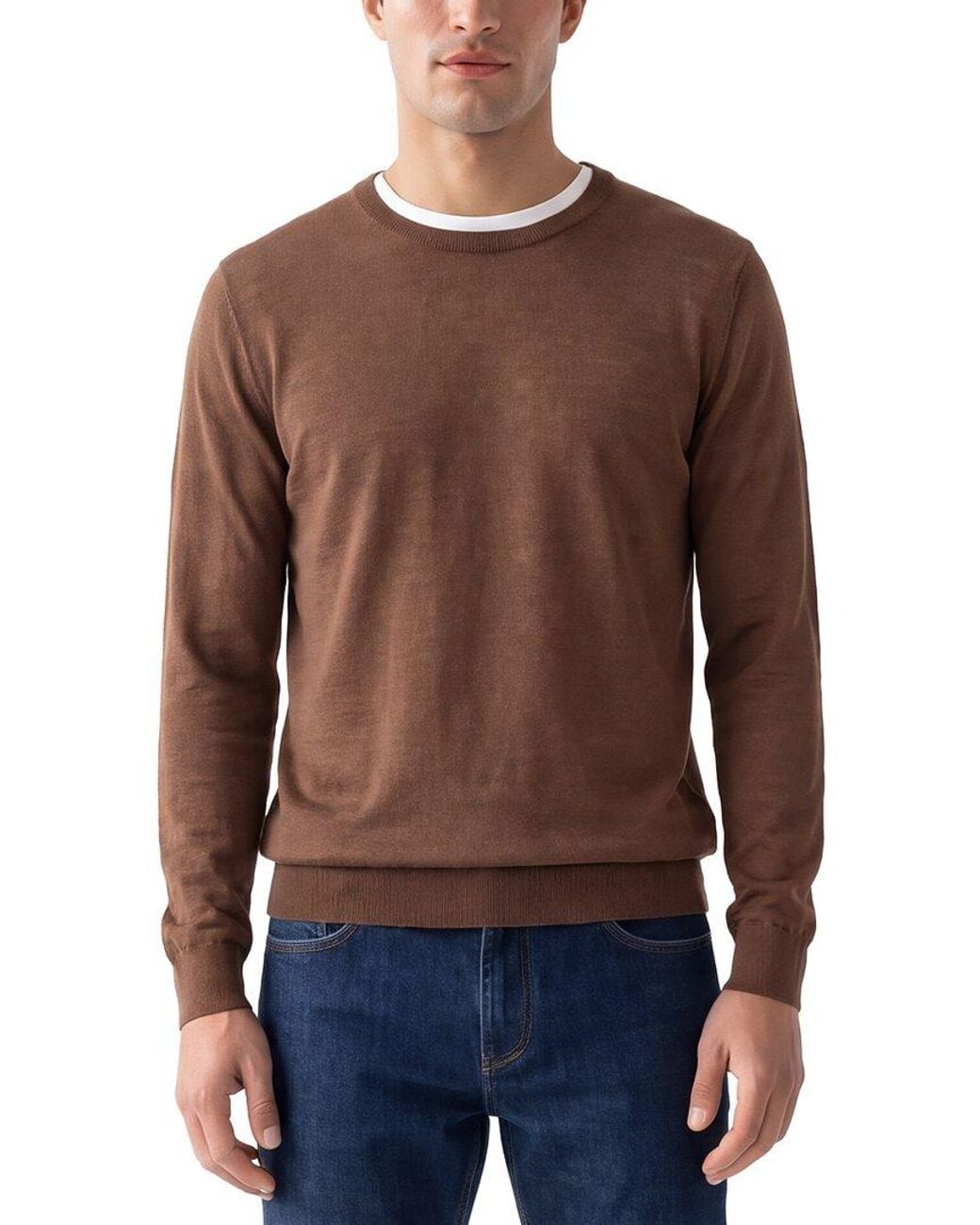 Raffi Brown Jersey Crewneck Sweater for men