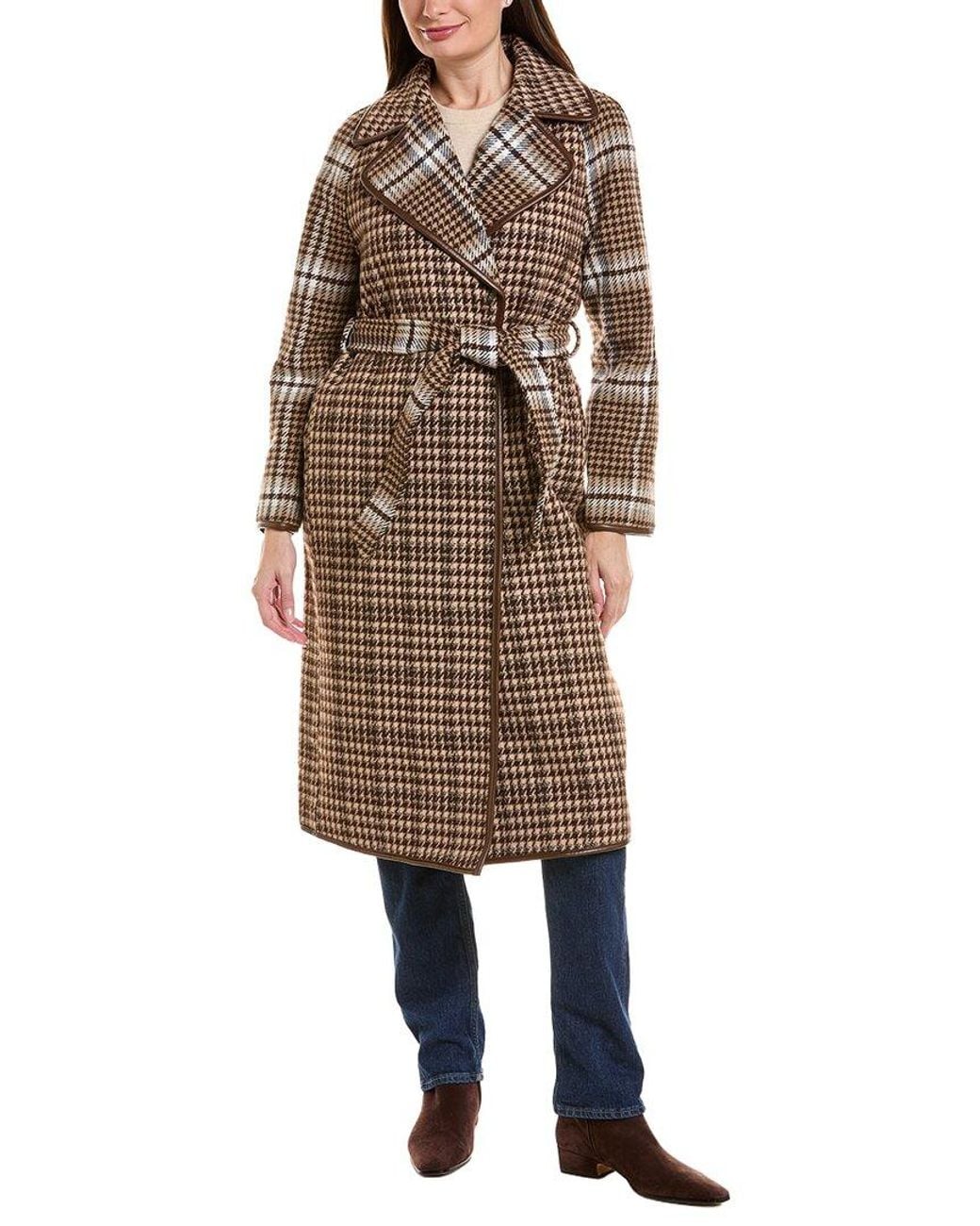 Scotch & Soda Natural Mixed Plaid Coat