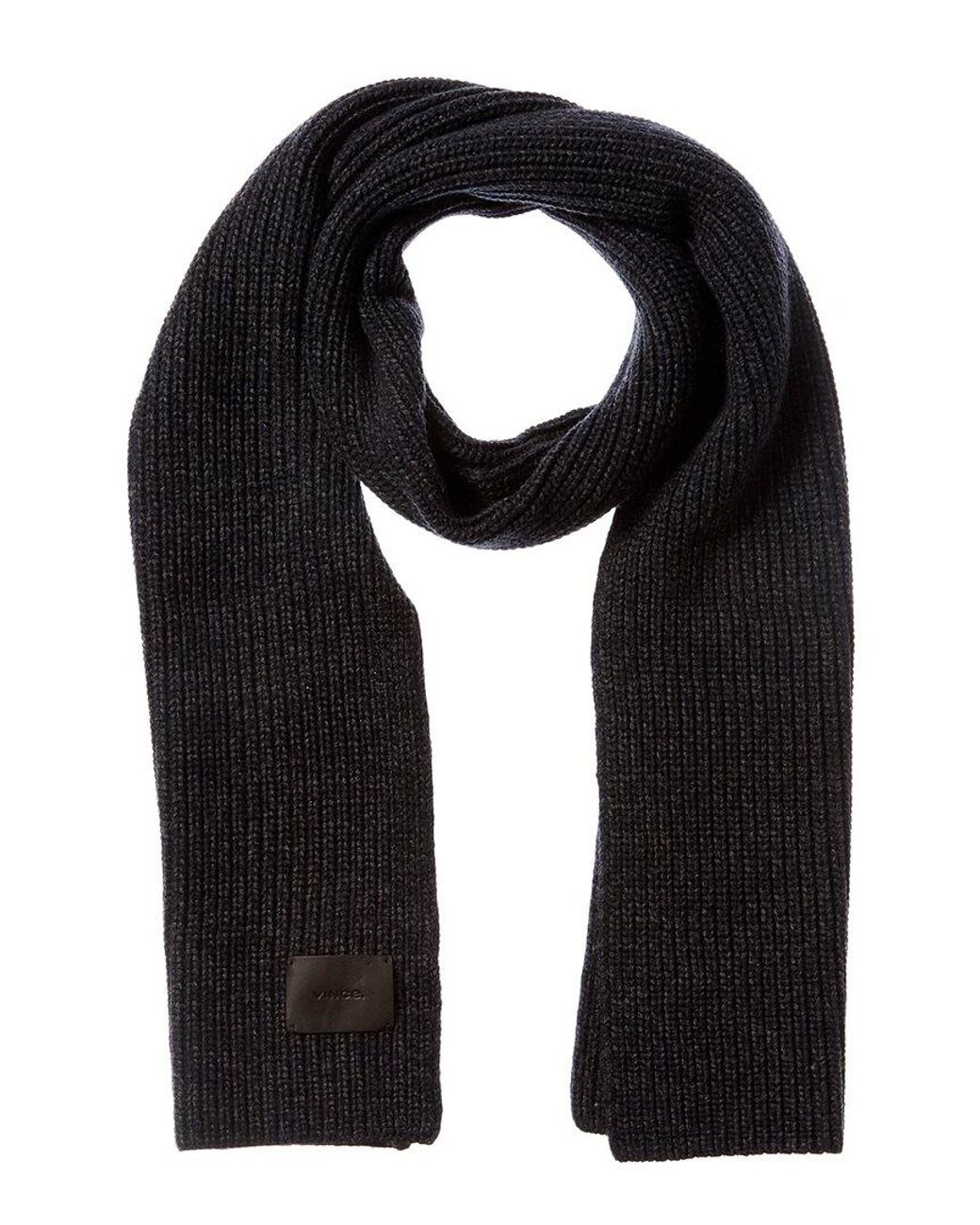 Vince Black Shaker Stitch Wool & Cashmere-Blend Scarf for men