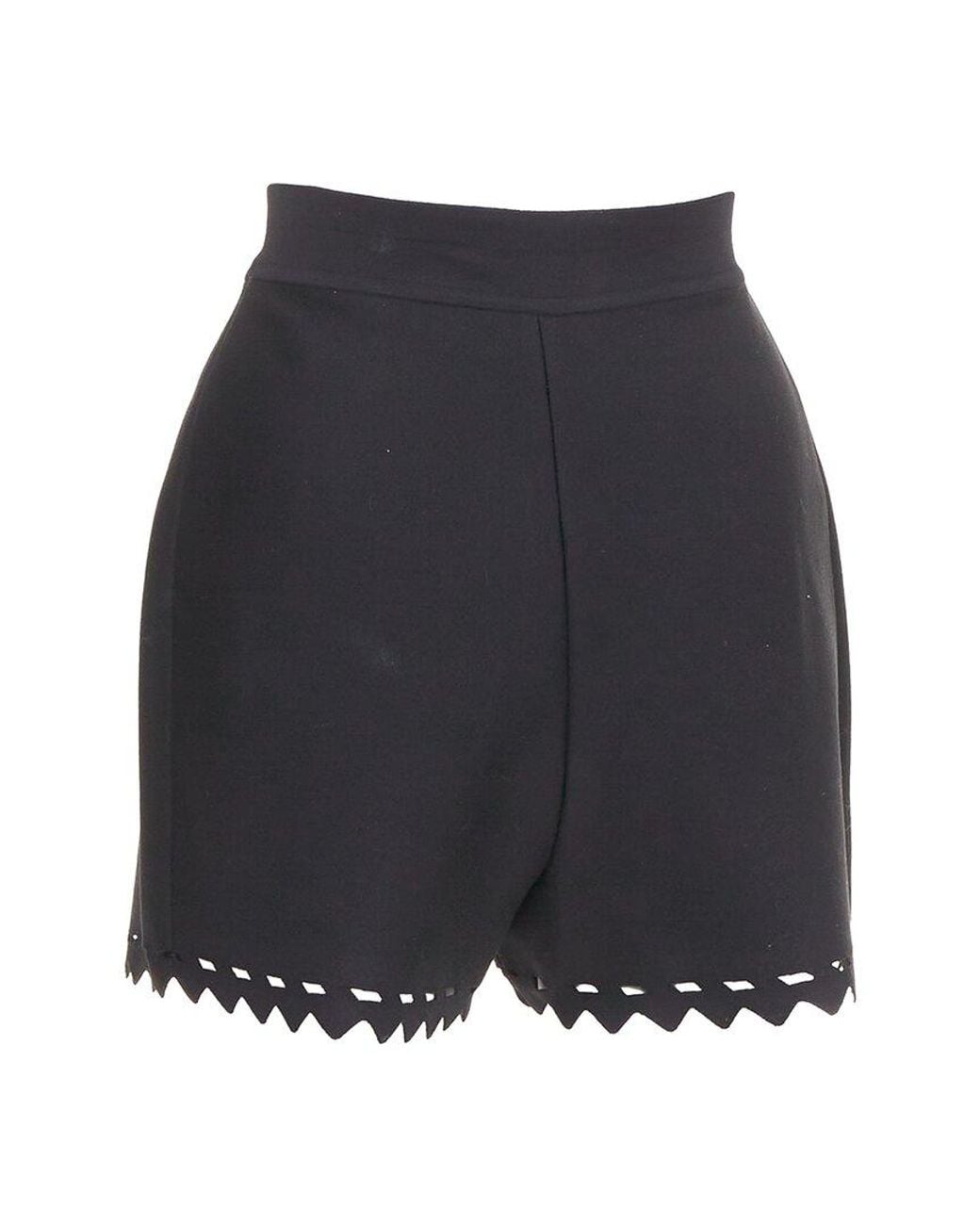 Alaïa Blue Alaïa Laser Cutout High-Waist Scallop Edge Knit Pleated Short, Size Fr (Authentic Pre-Loved)