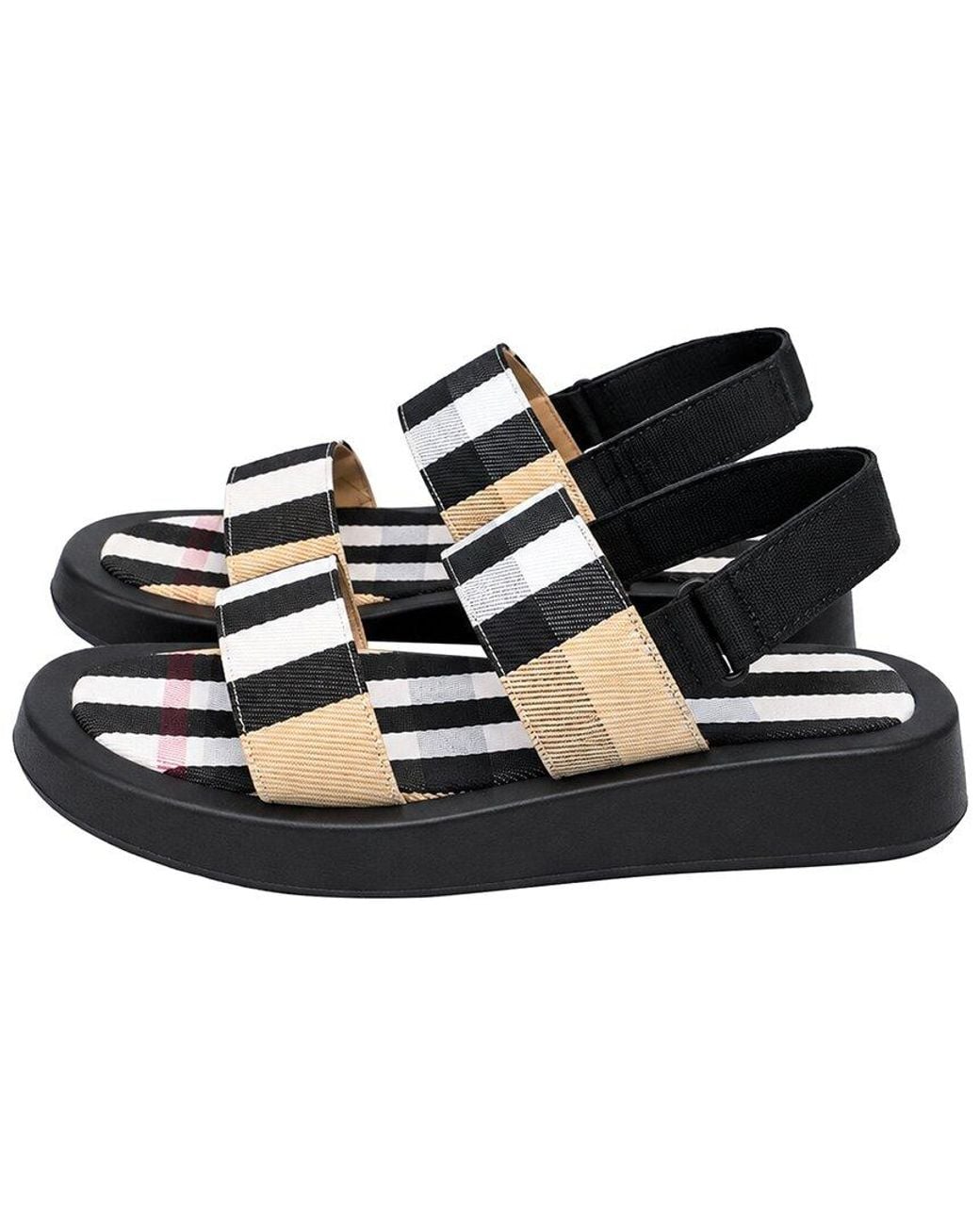 Burberry Black Vintage Check Canvas Slingback Sandal (Authentic Pre-Loved)