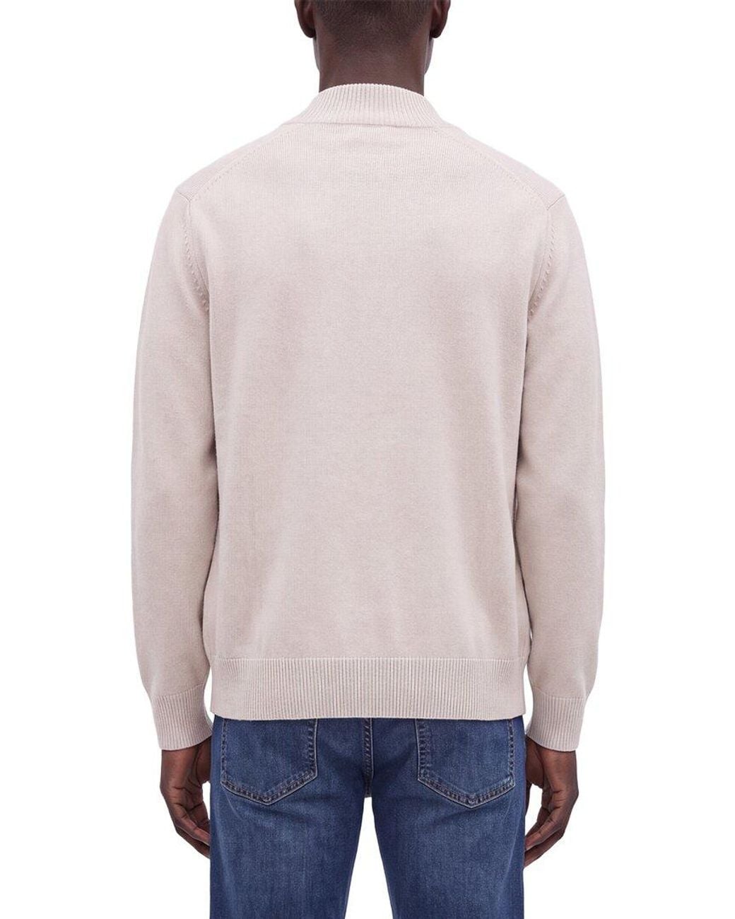 N.Peal Cashmere White 100% Cashmere Mock Neck Cardigan for men