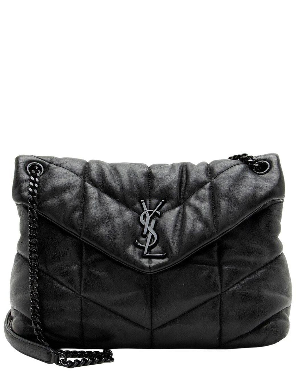 Saint Laurent Black Lambskin Monogram Puffer Loulou Medium Shoulder Bag (Authentic Pre-Loved)