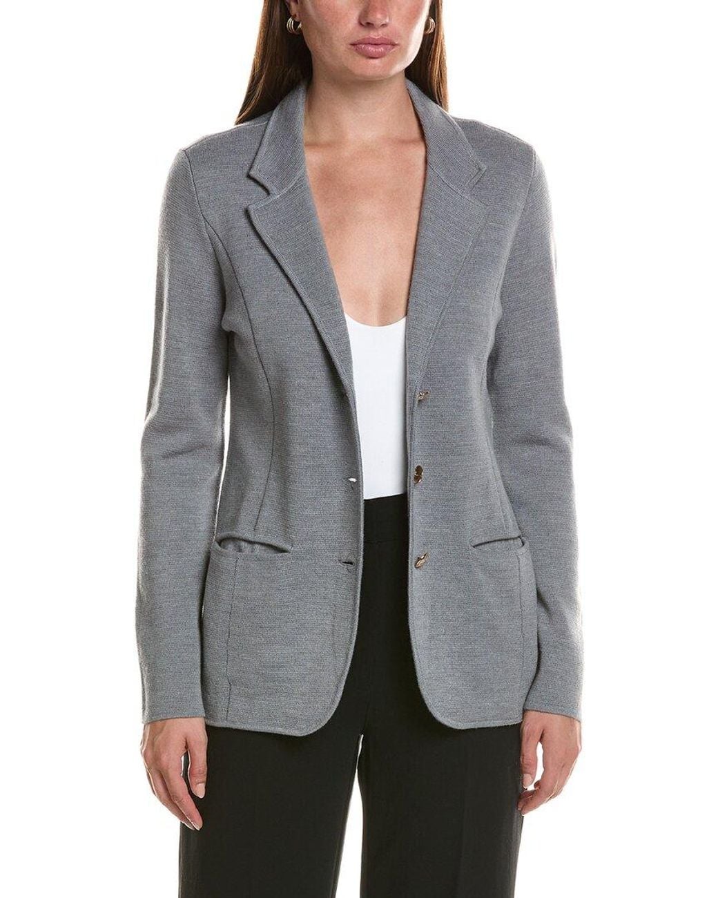 Bruno Magli Gray Wool-blend Sweater Blazer