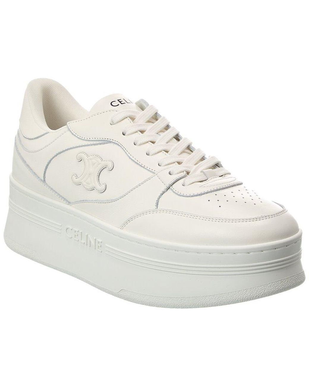 Céline White Triomphe Leather Wedge Sneaker
