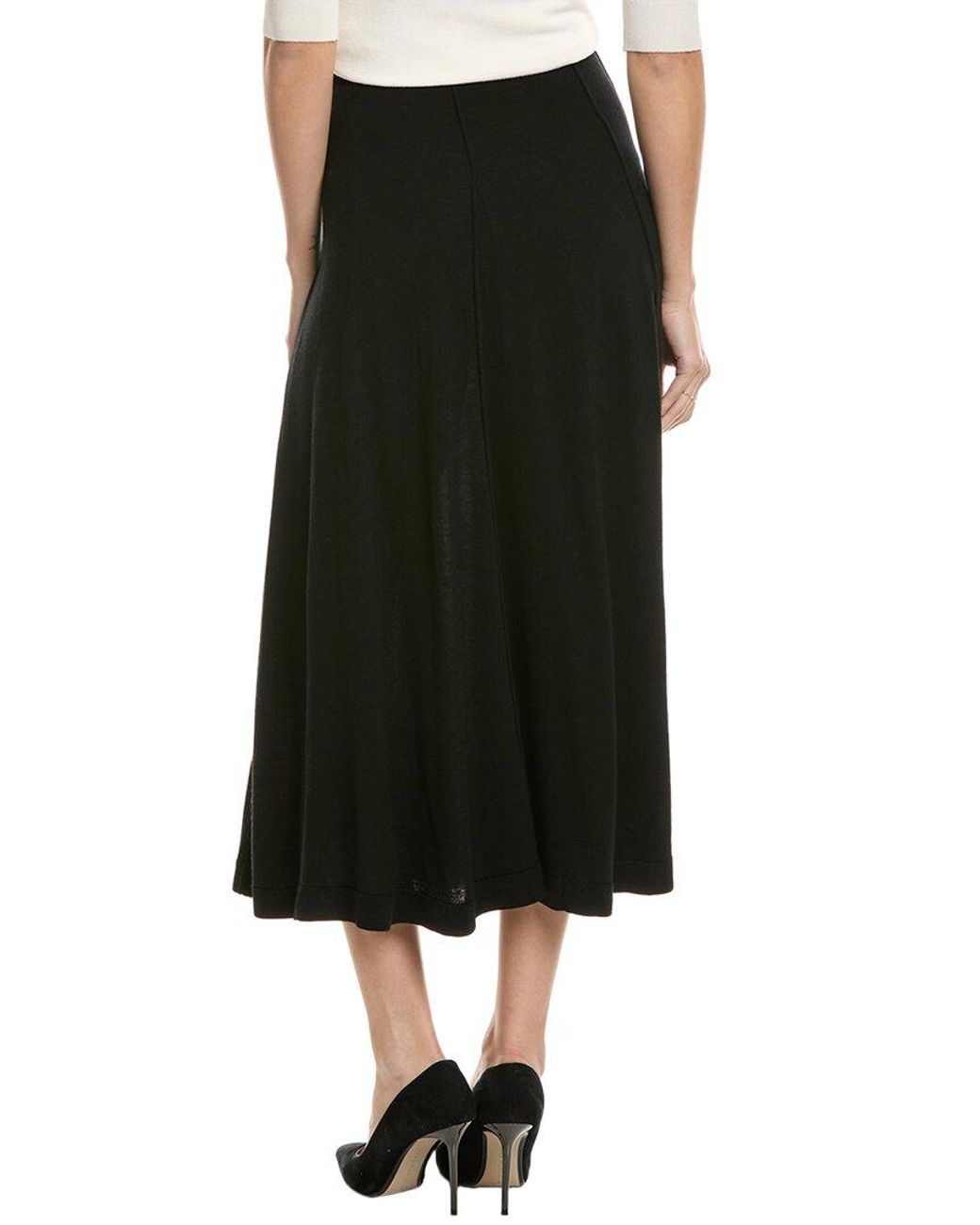 Lafayette 148 New York Black Wool Pull On Godet Knit Skirt