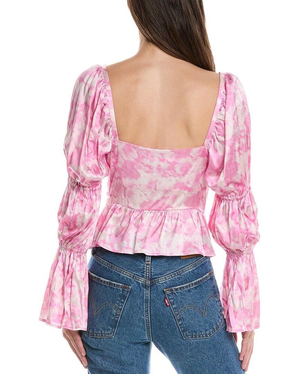 Ganni Red Satin Silk-blend Blouse