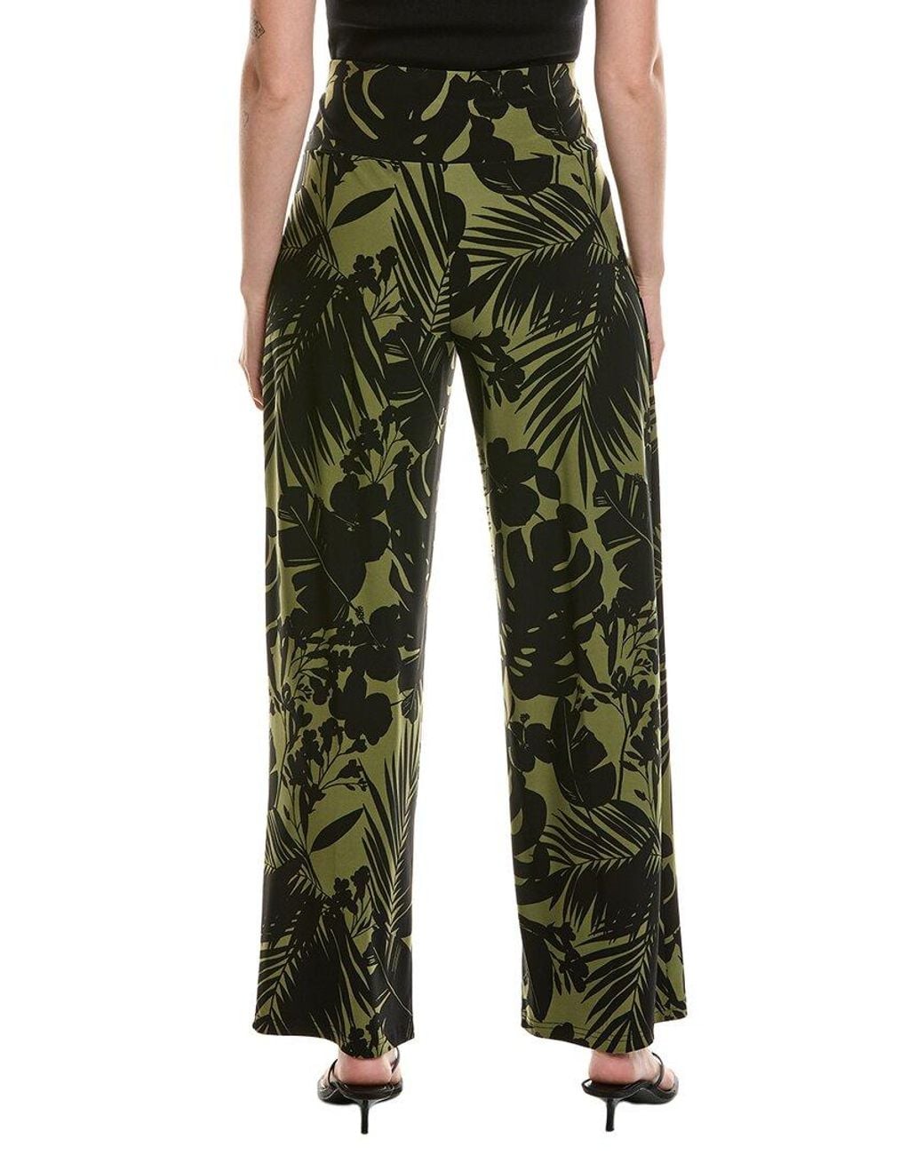 Anne Klein Green Plus High-Rise Pull-On Wide Waistband Palazzo Pant