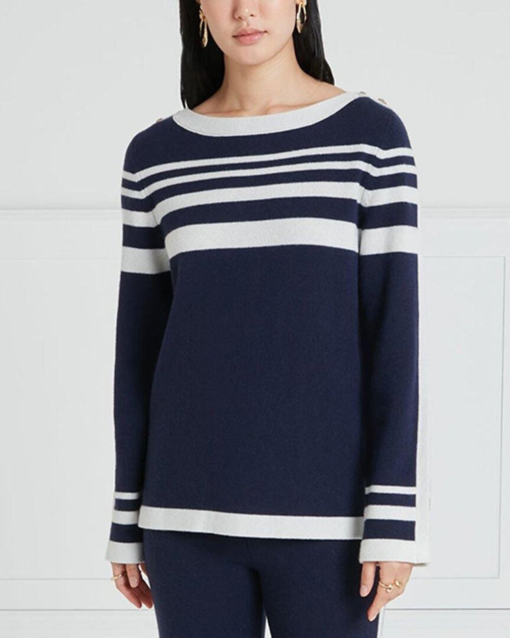 Temperley London Blue Bretton Wool & Cashmere-Blend Top