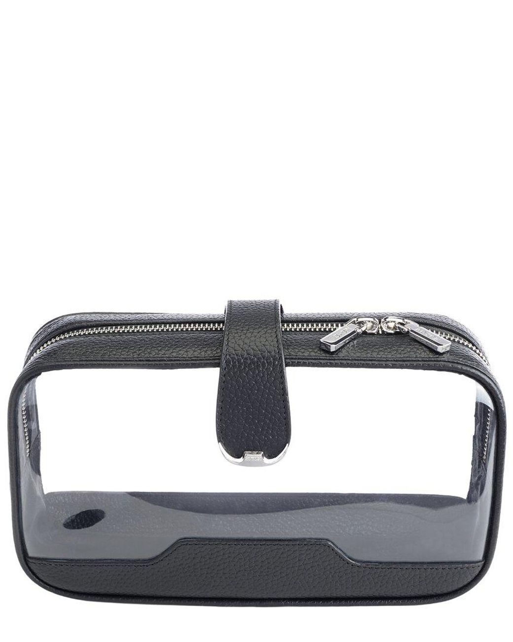 ROYCE New York Gray New York Leather Clear Double-Sided Leather Cosmetic Case