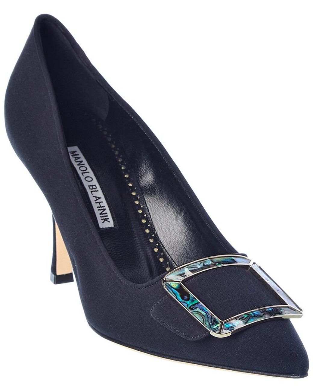 Manolo Blahnik Blue Maysale 90 Silk Pump