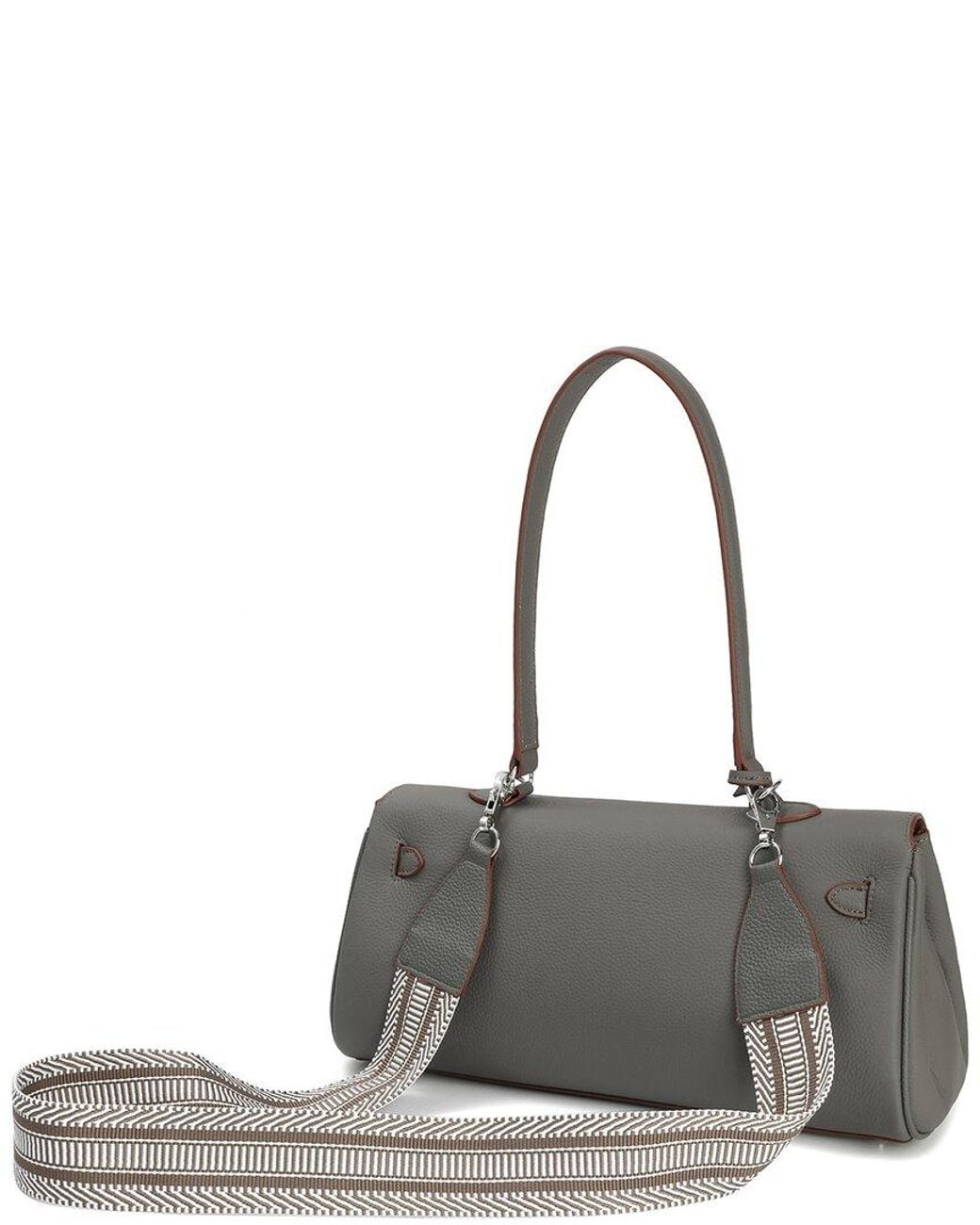 Tiffany & Fred Paris Gray Top-Grain Leather Shoulder Bag
