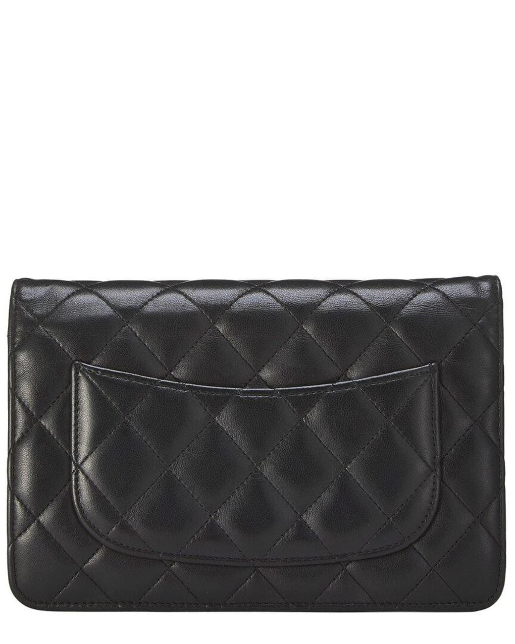 Chanel Black Lambskin Classic Quilted Wallet On Chain (Authentic Pre-Loved)