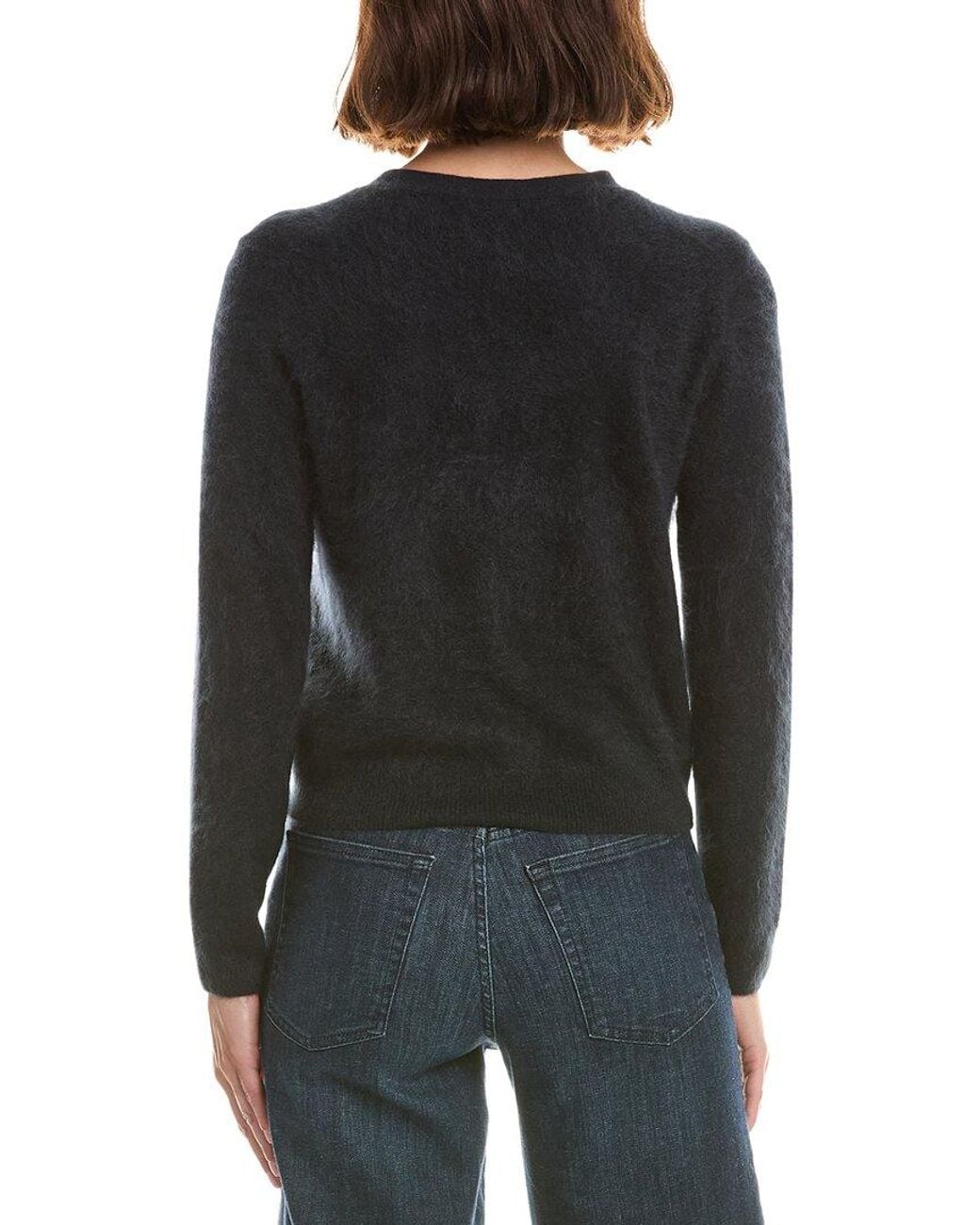Sofiacashmere Black Brushed Cashmere Cropped 100% Cashmere Cardigan