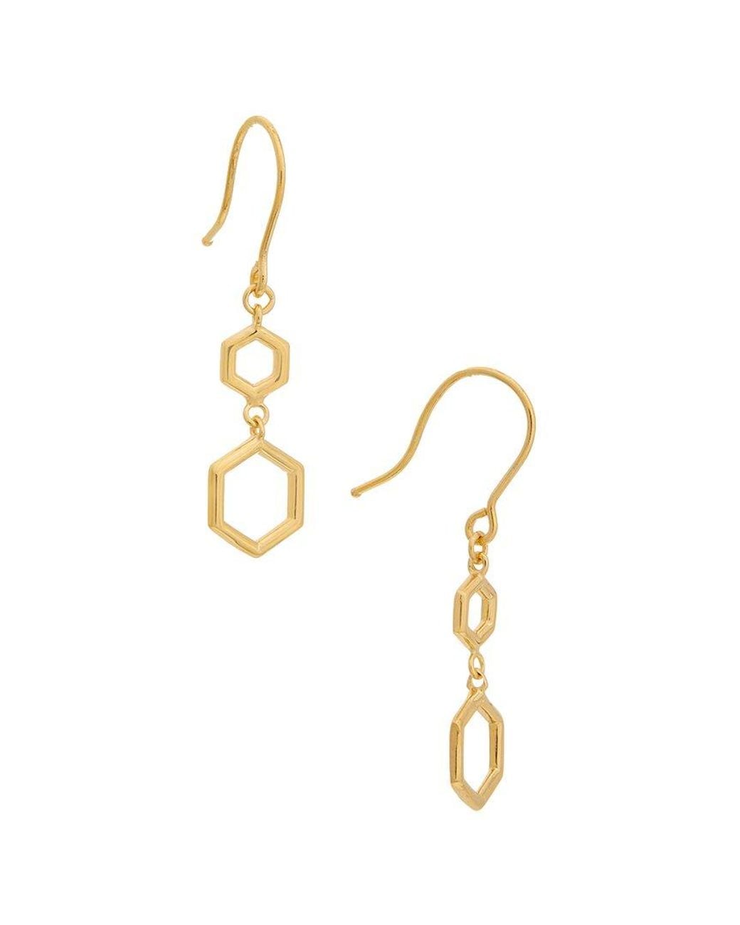 Italian Gold Metallic 10K Geometric Drop Dangle Earrings