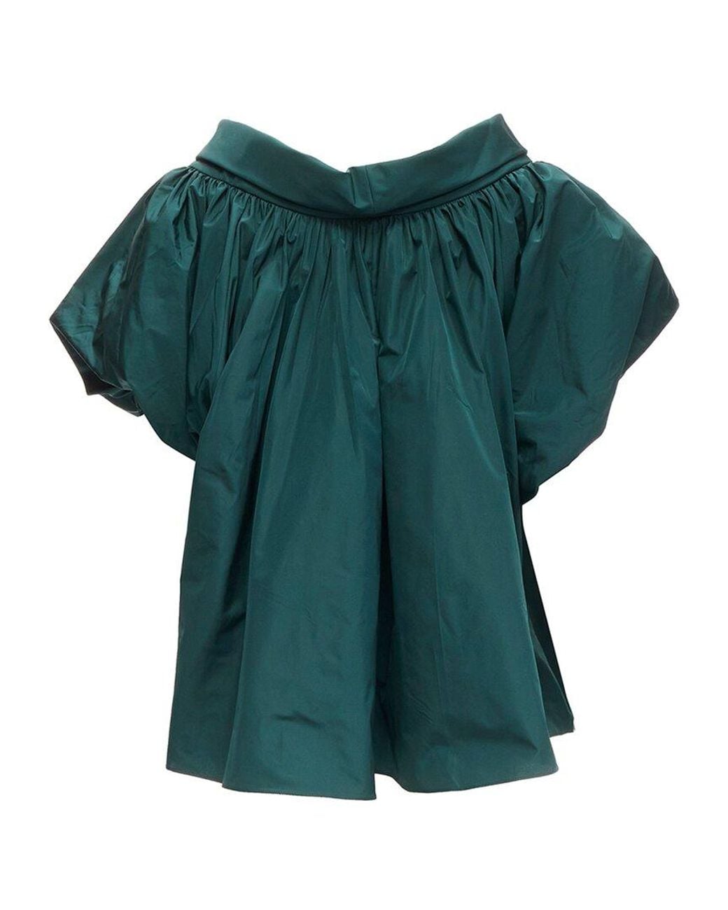 McQueen Green Puff Sleeve Flare Top, Size It (Authentic Pre-Loved)