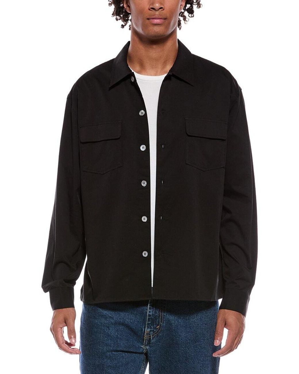FRAME Black Frame Double Pocket Overshirt for men
