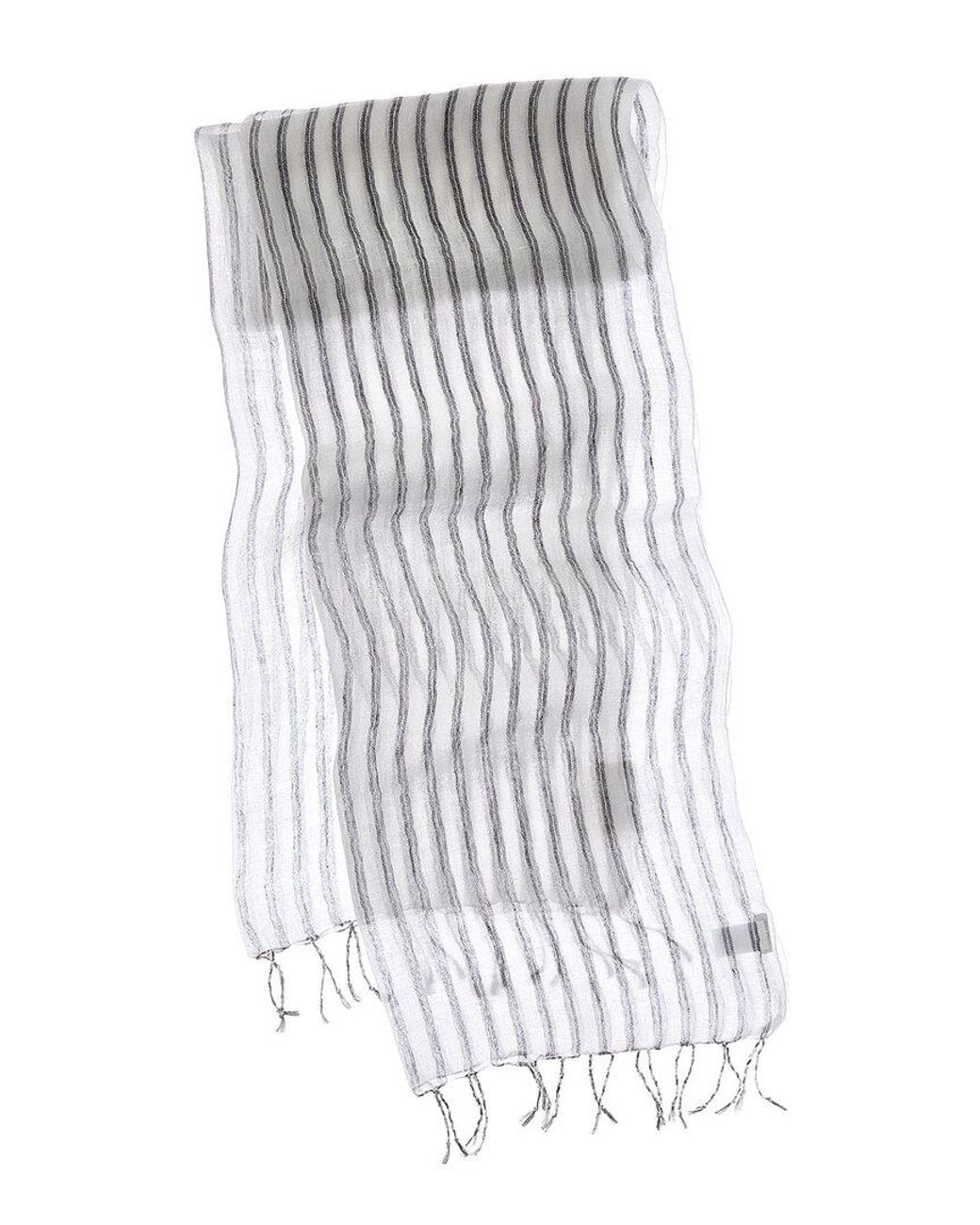 Brunello Cucinelli Gray Linen-Blend Scarf
