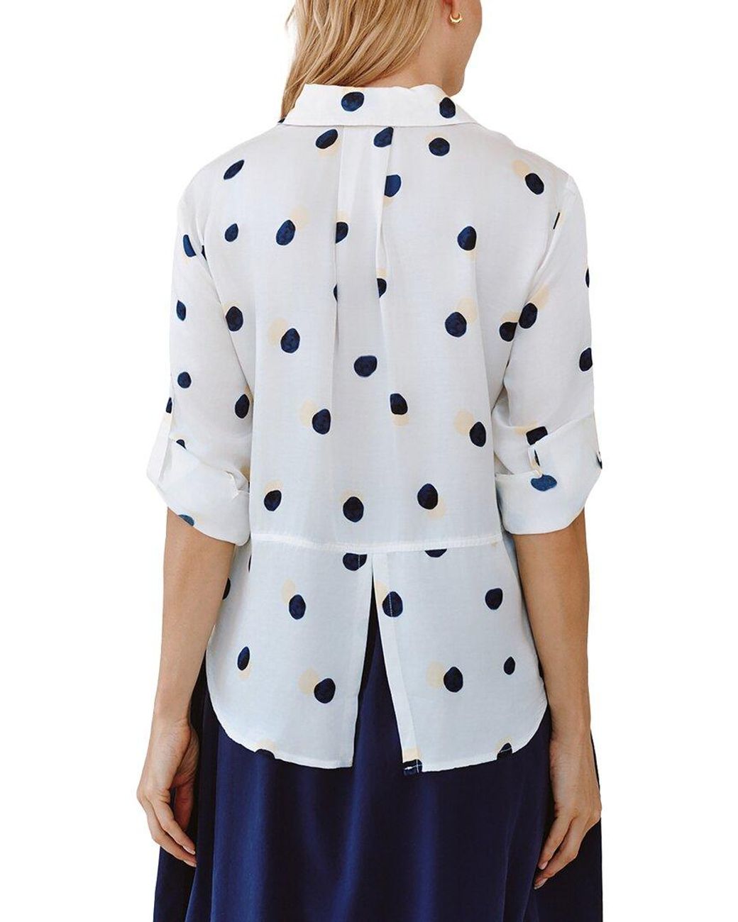 Bella Dahl Gray Clean Split Back Button-Down Silk-Blend Shirt