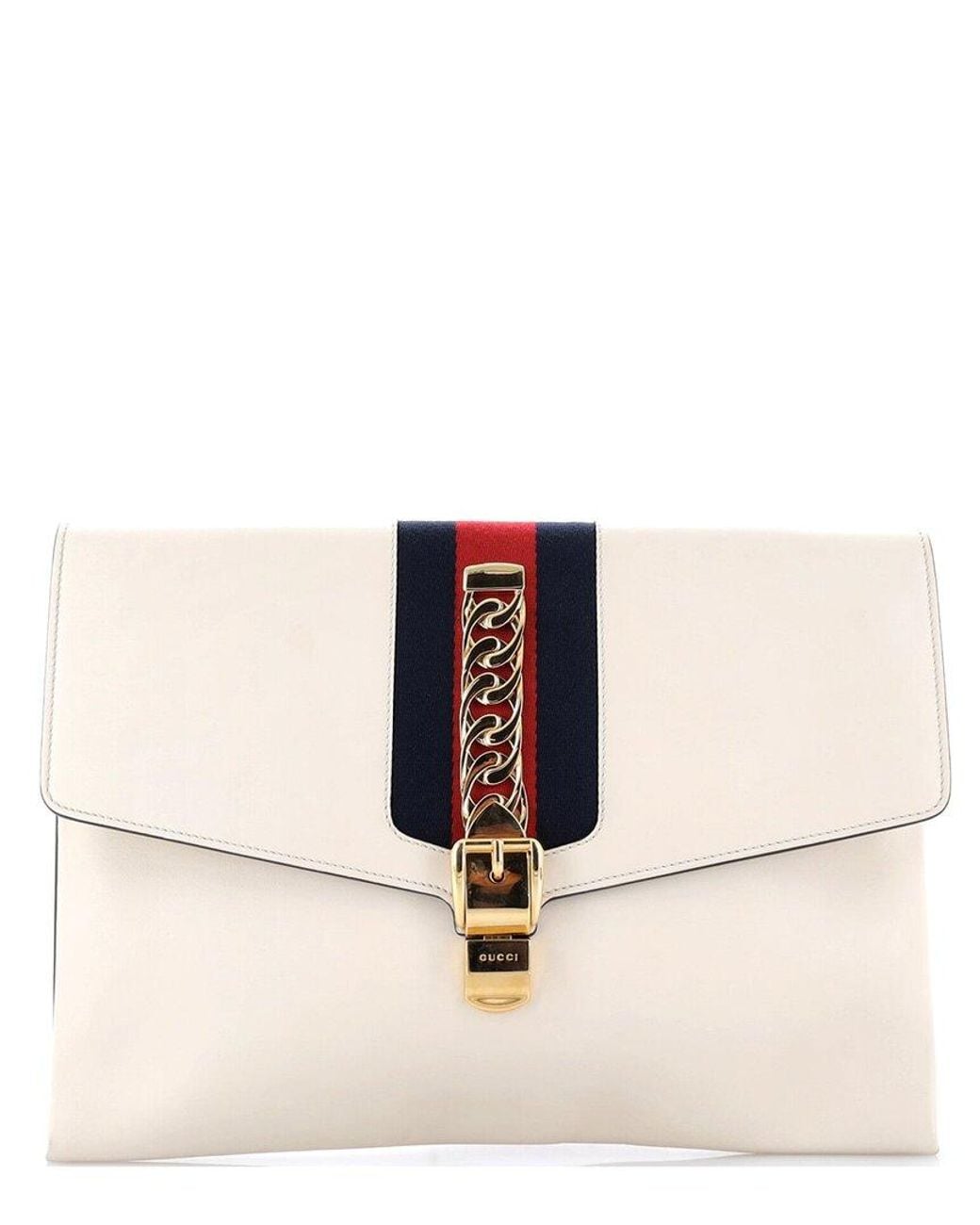 Gucci Natural Leather Sylvie Clutch Maxi (Authentic Pre-Loved)