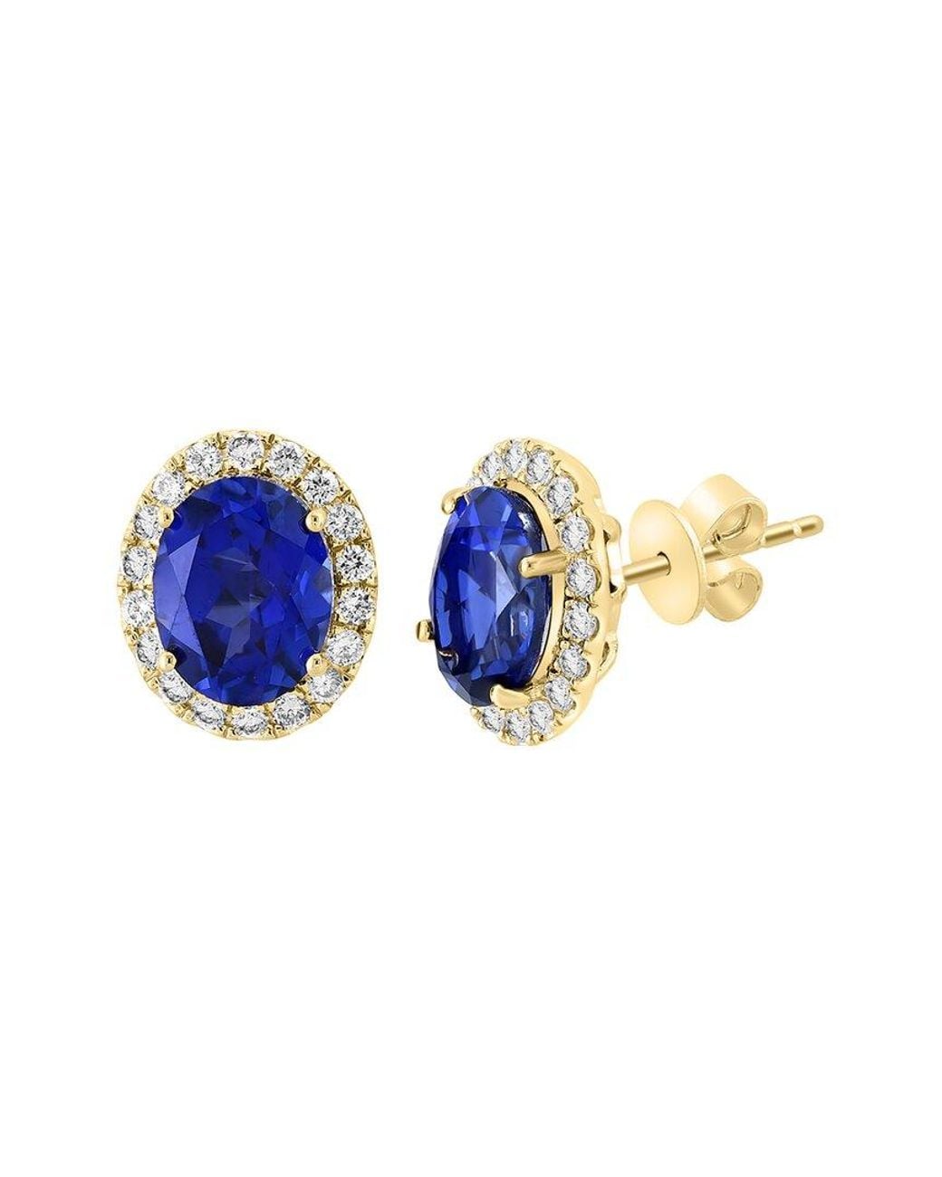 Effy Fine Jewelry Blue 14K 4.33 Ct. Tw. Lab-Grown Diamond & Lab-Grown Sapphire Earrings