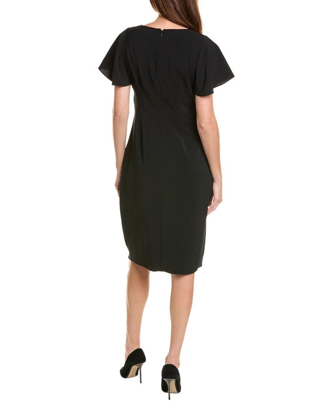 Tahari Black Faux Wrap Dress