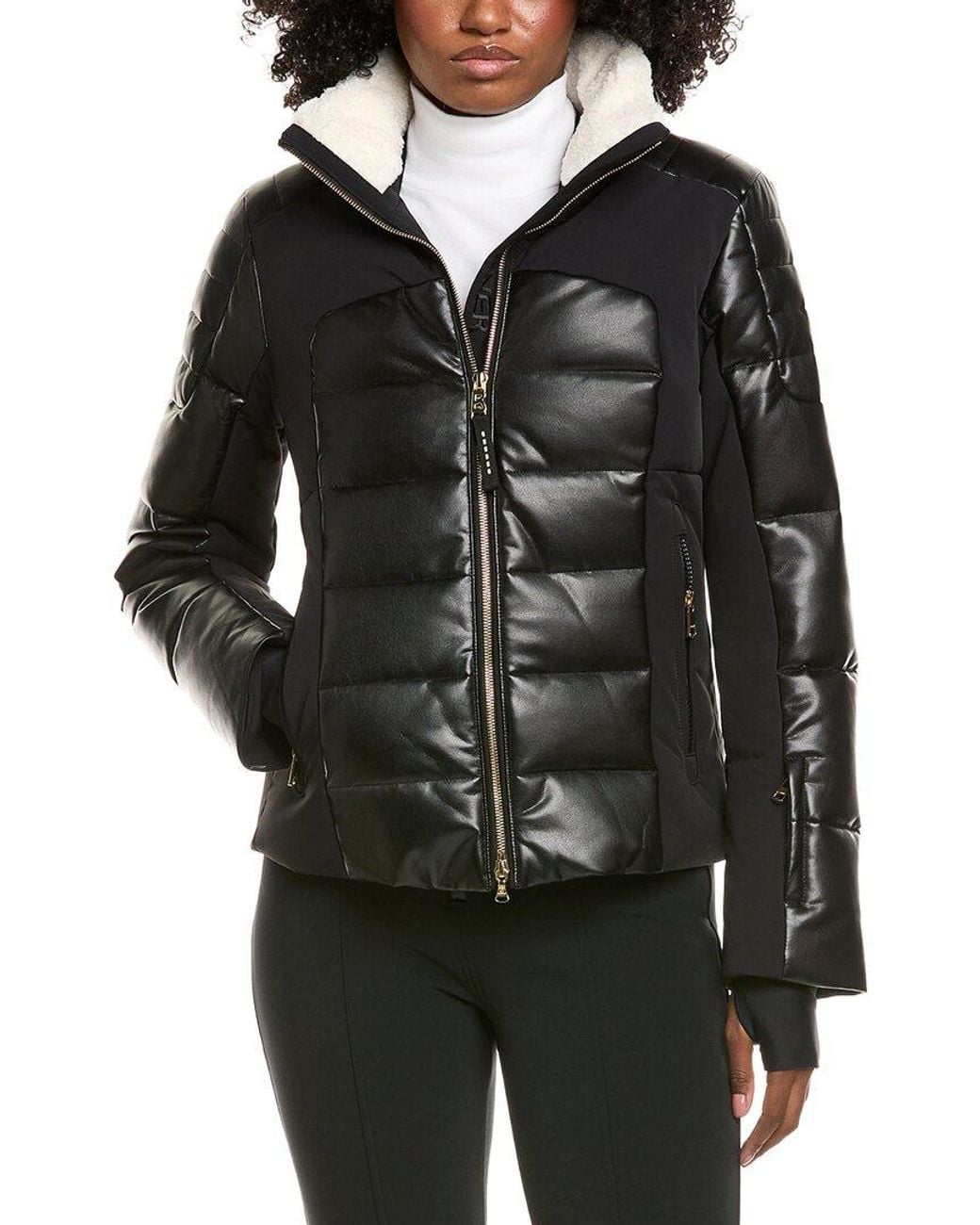 Bogner Black Ilana Leather Down Coat