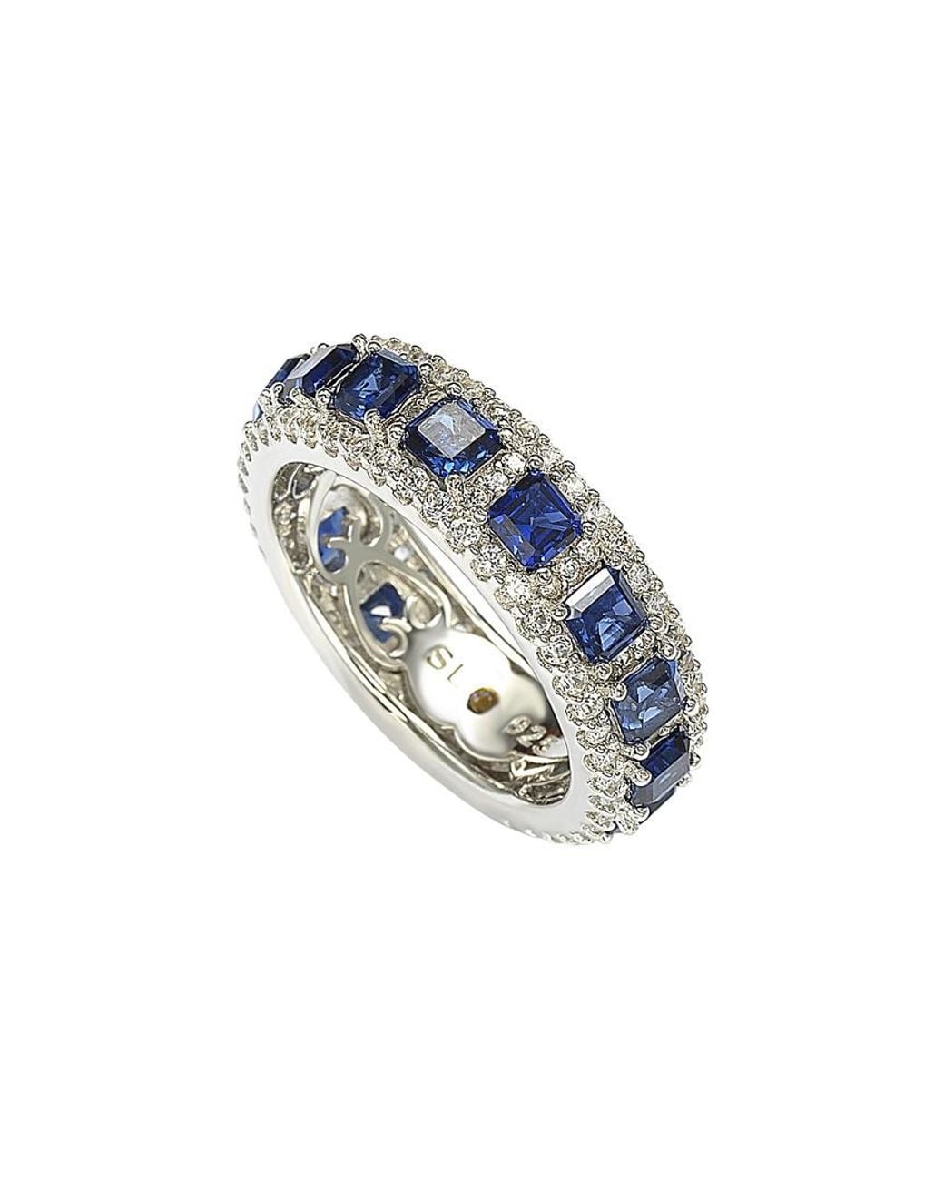 Suzy Levian Blue Silver 4.33 Ct. Tw. Sapphire Eternity Ring