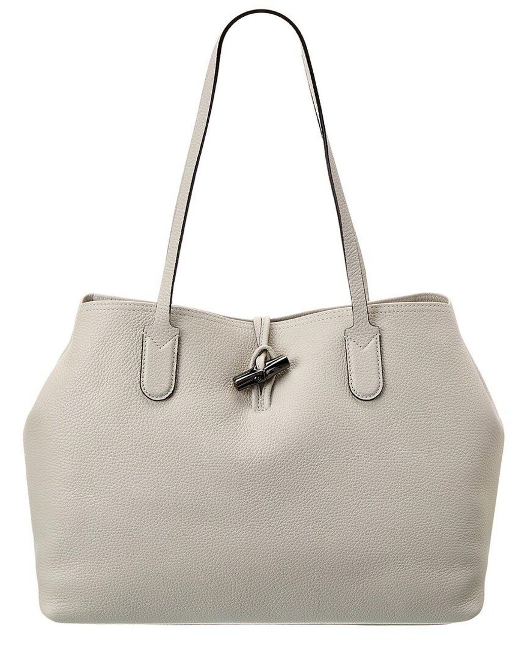 Longchamp Roseau Essential Large Leather Shoulder Tote in Gray | Lyst