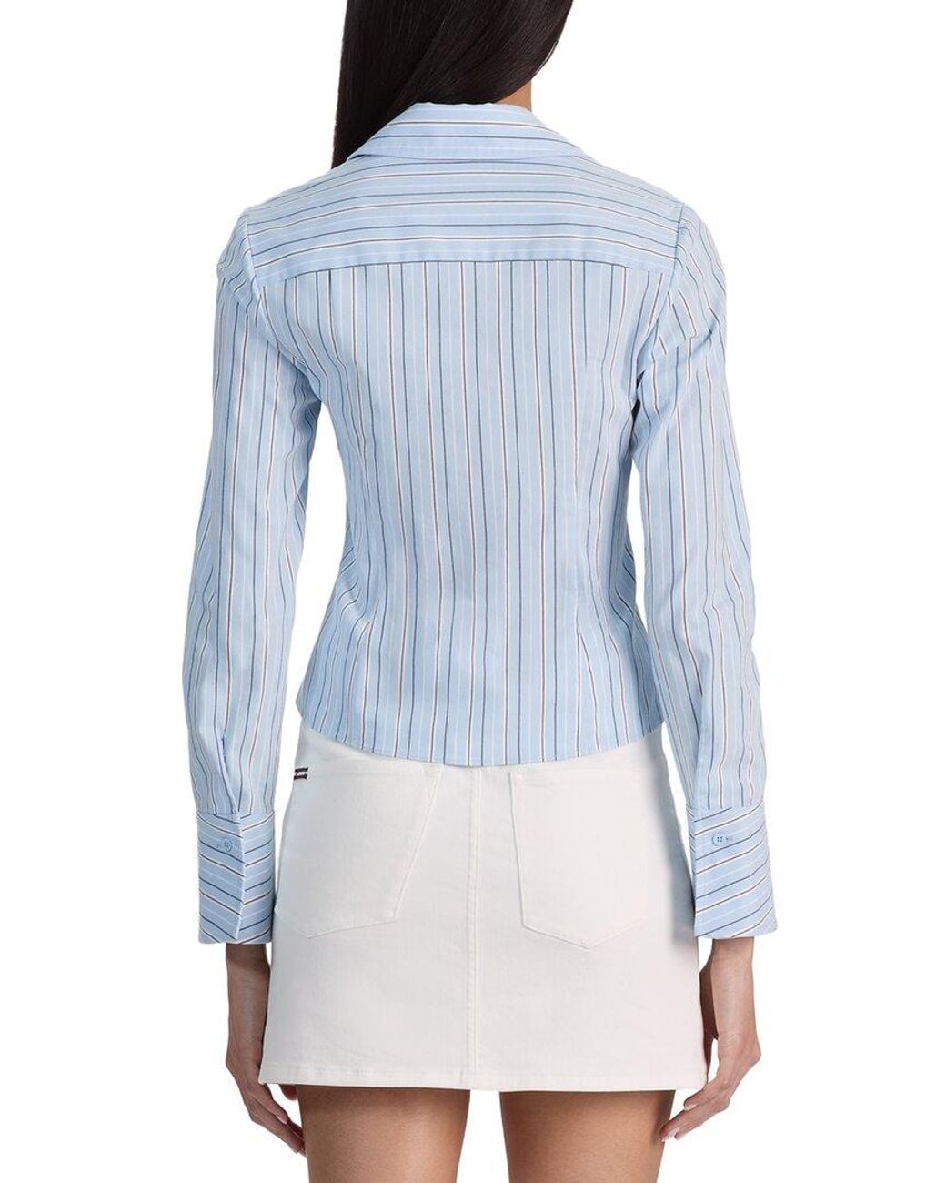 Alice + Olivia Blue Freya Fitted Nipped Waist Top