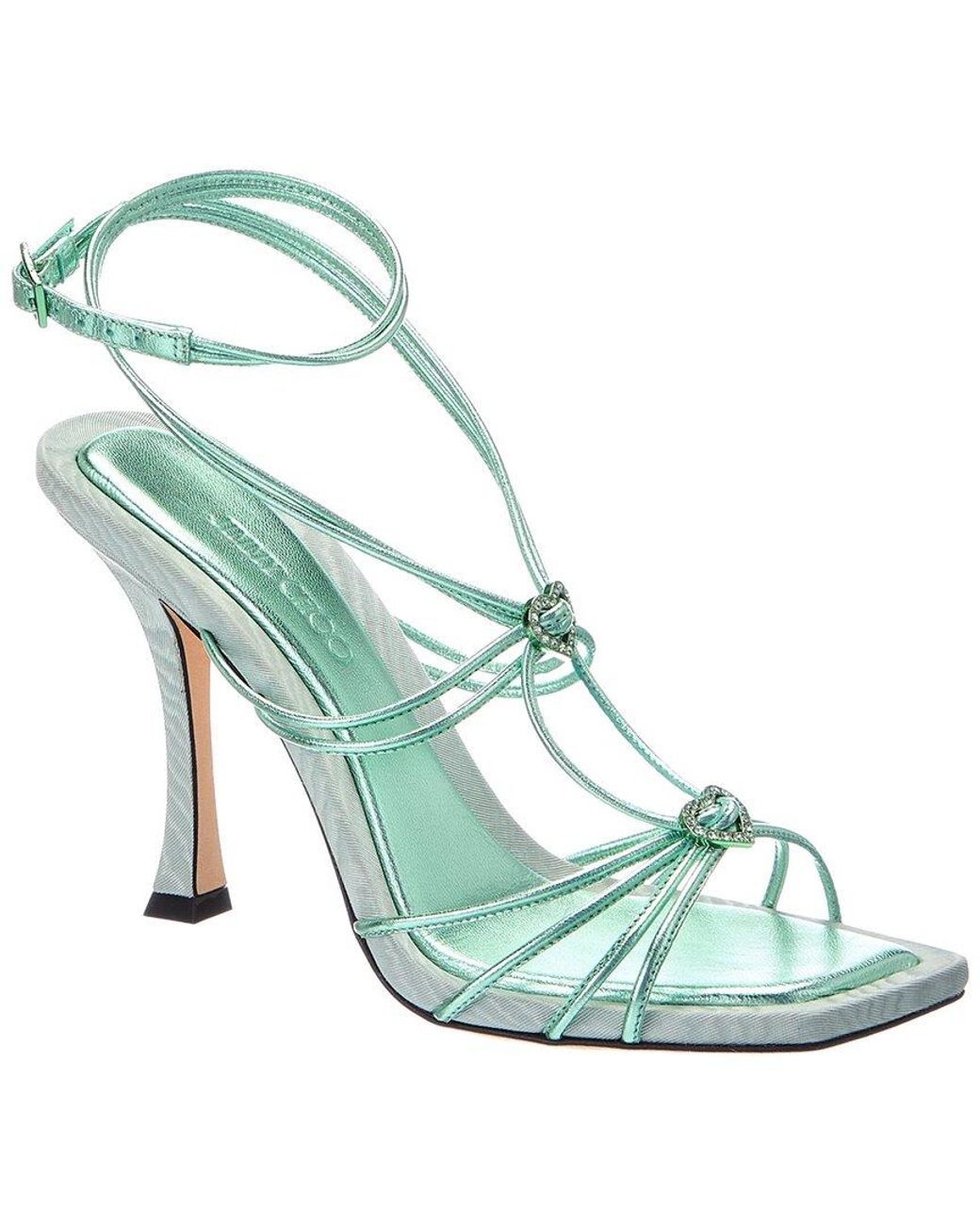 Jimmy Choo Green Indiya 100 Leather Sandal