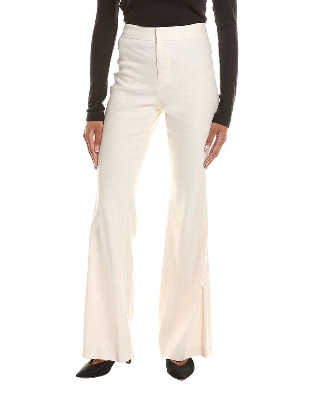 Alice + Olivia White Linden Bootcut Linen-Blend Trouser