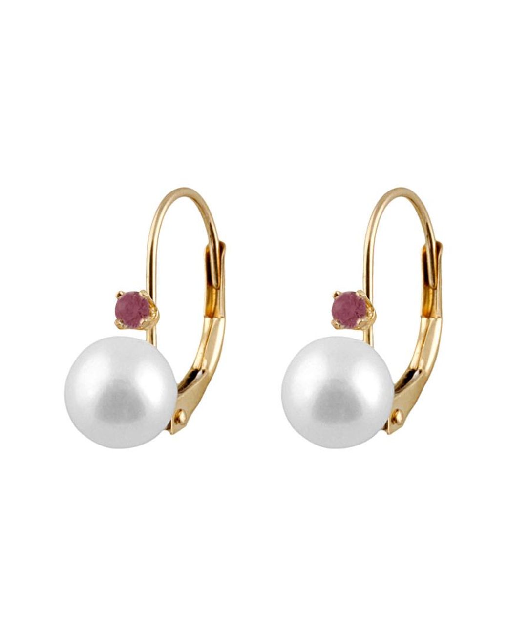 Splendid Metallic 14k 0.10 Ct. Tw. Ruby & 7-7.5mm Freshwater Pearl Drop Earrings