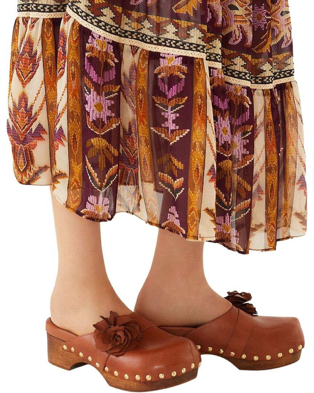 Farm Rio Brown Flower Leather Clog