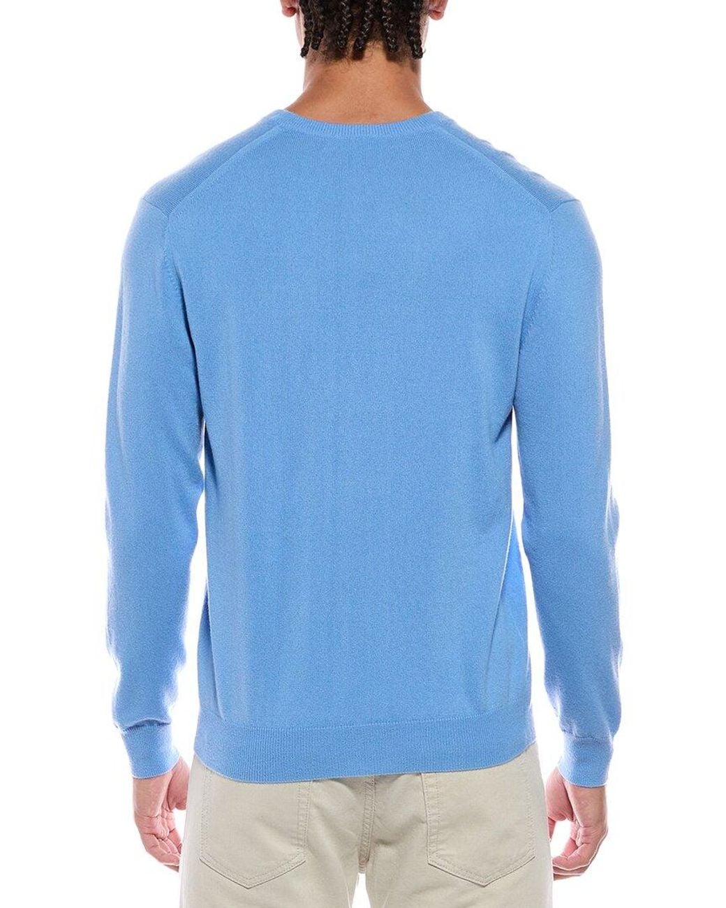 N.Peal Cashmere Blue Burlington Cashmere V-Neck Sweater for men