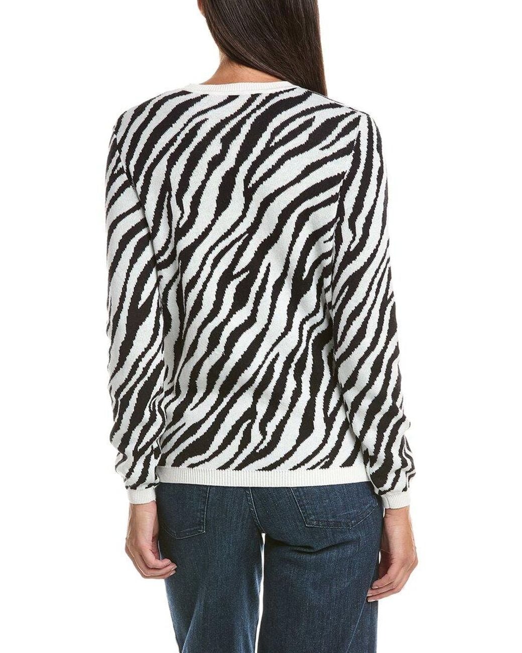 Hannah Rose White Cashmere-Blend Leopard Sweater