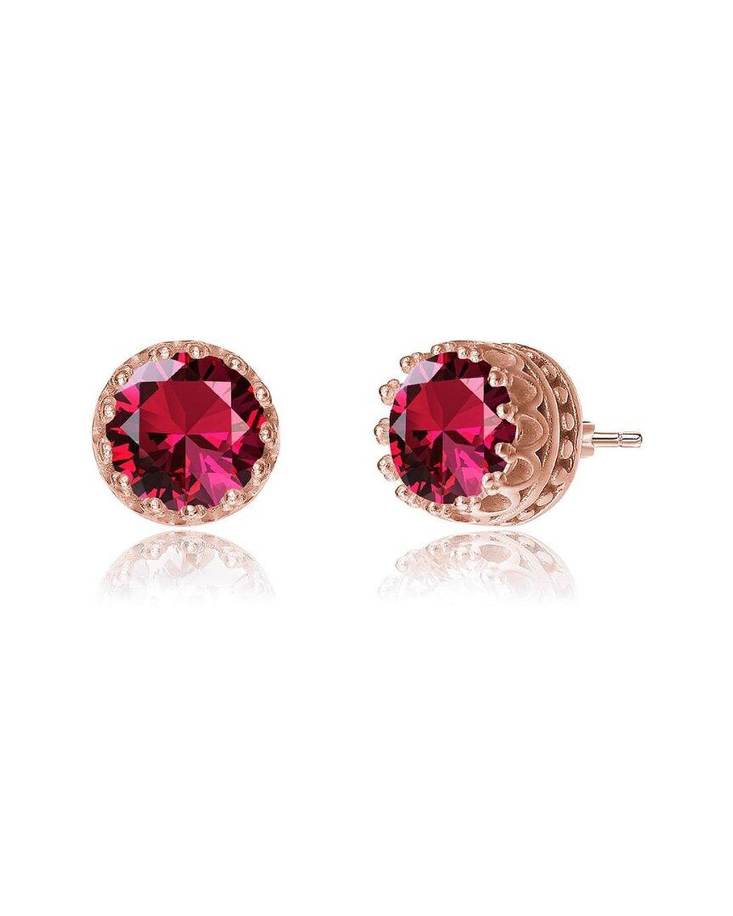 Rachel Glauber Pink 18k Rose Gold Plated Earrings