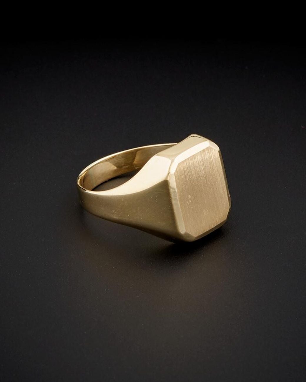 Italian Gold Black 14k Rectangular Signet Ring