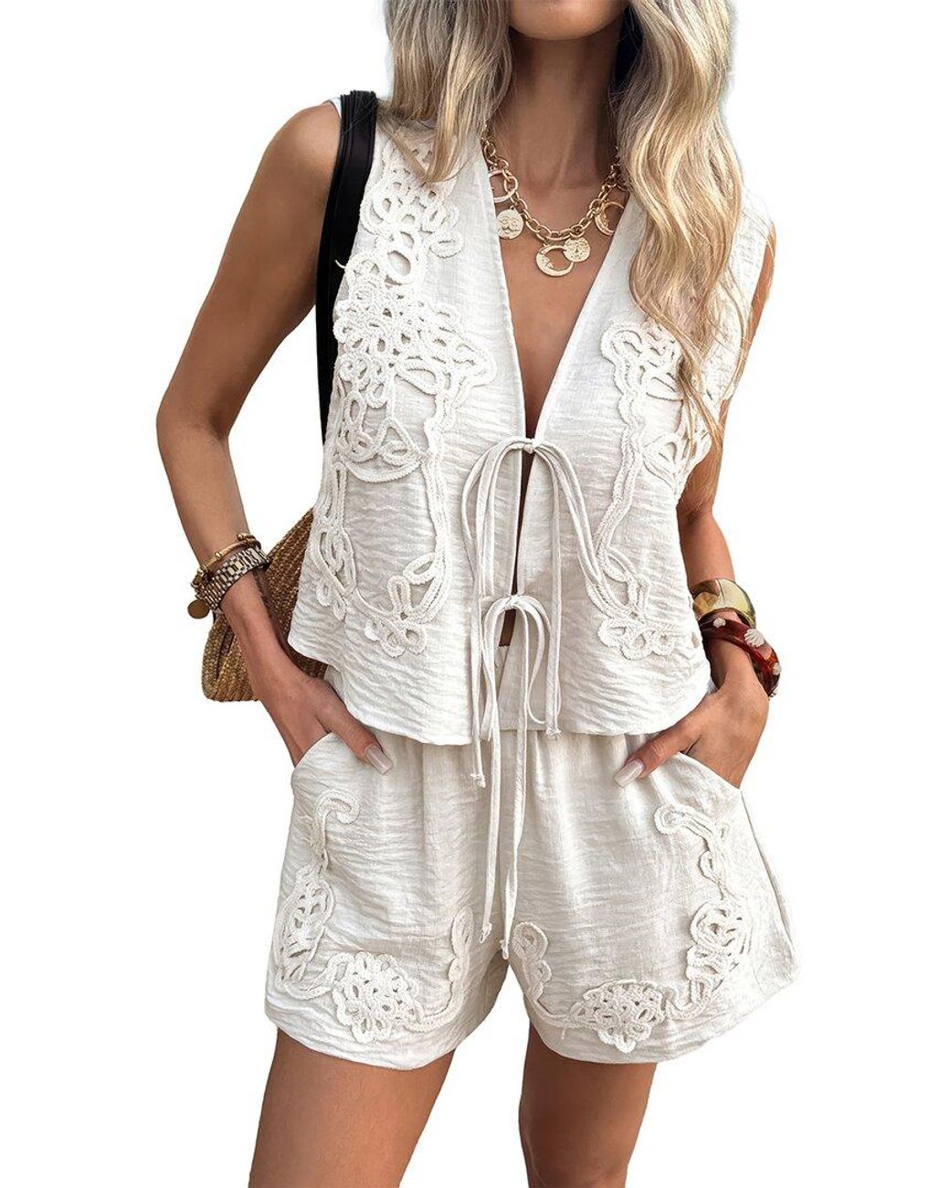 Luna Tuccini White 2Pc Vest & Short Set