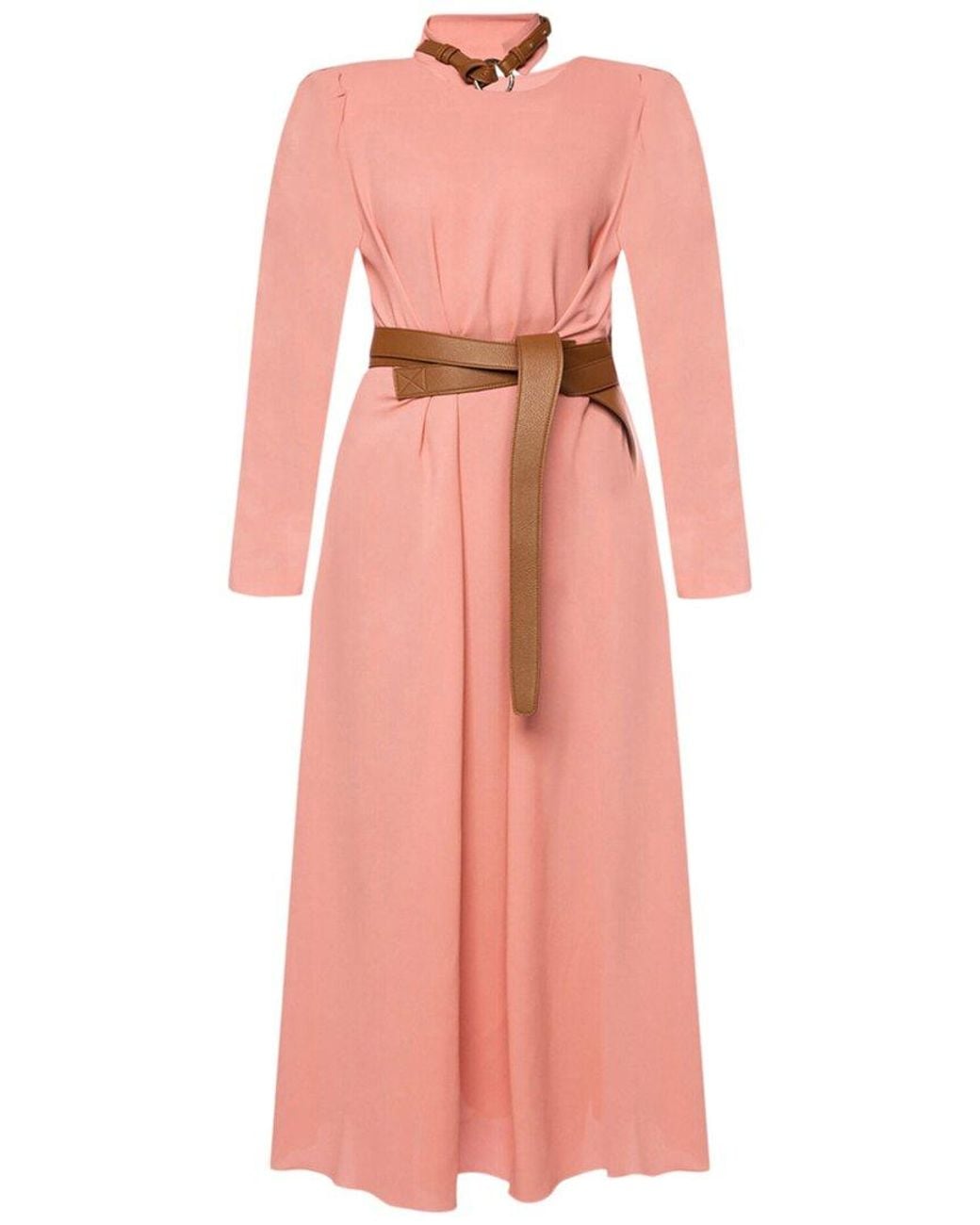 Stella McCartney Pink Belted Leather-Trim Dress
